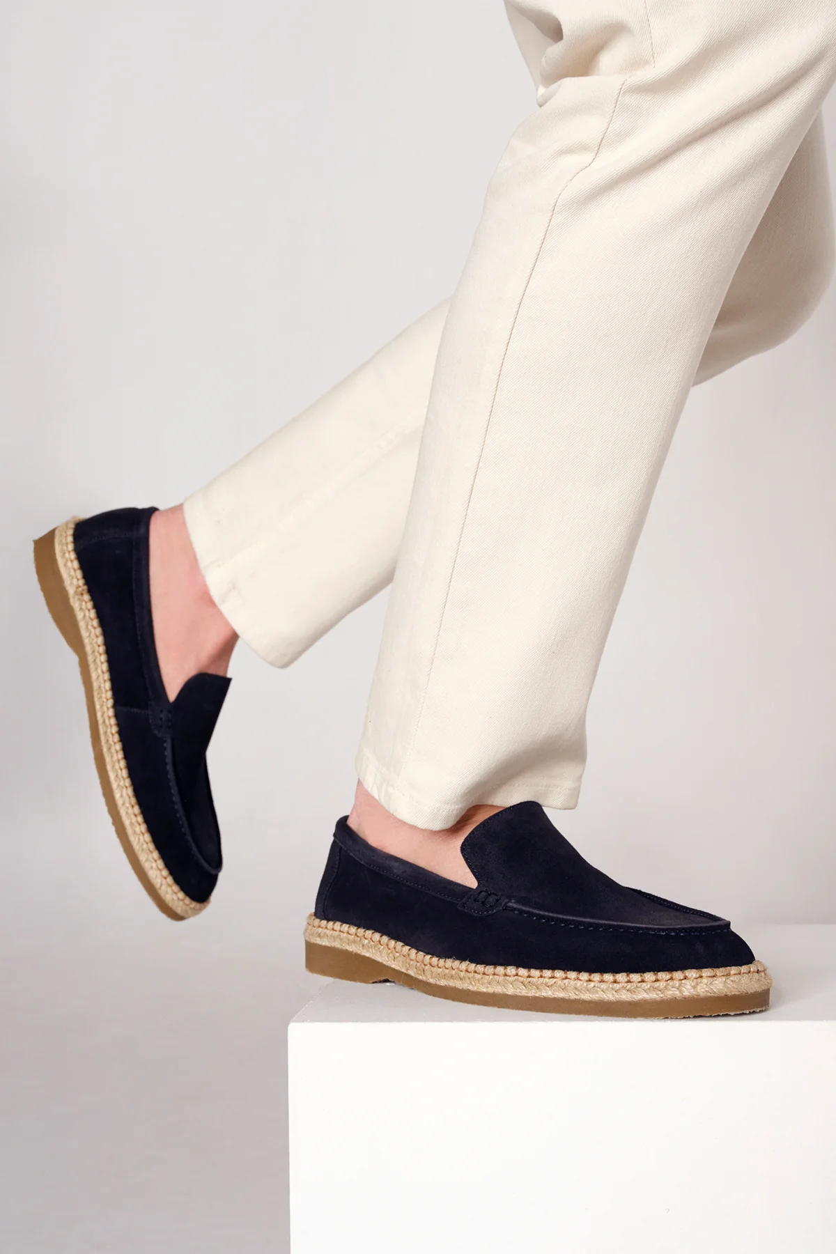 Erkek Lacivert Süet Deri Casual Loafer - Image 2