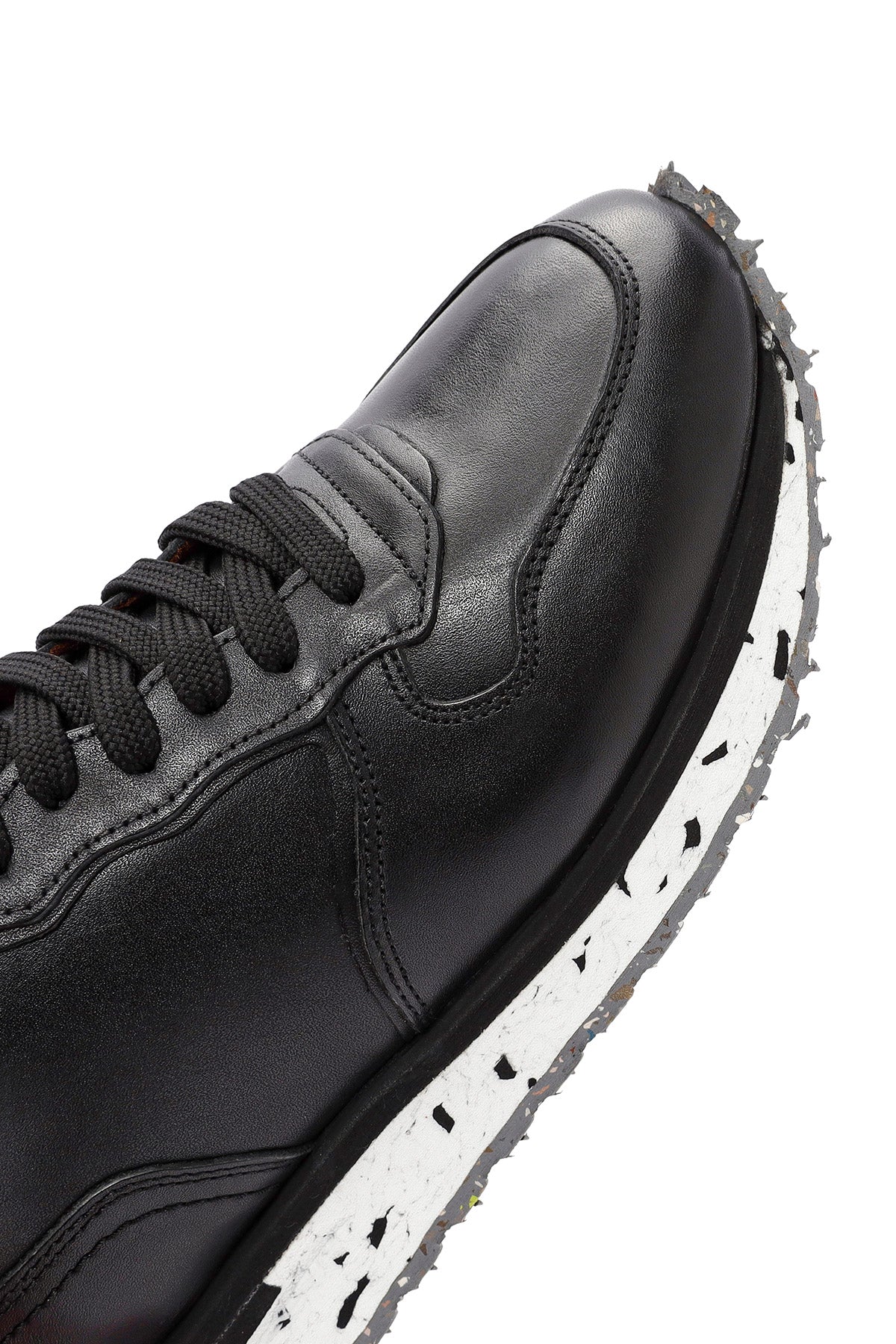 Erkek Siyah Bağcıklı Deri Casual Sneaker - Image 9
