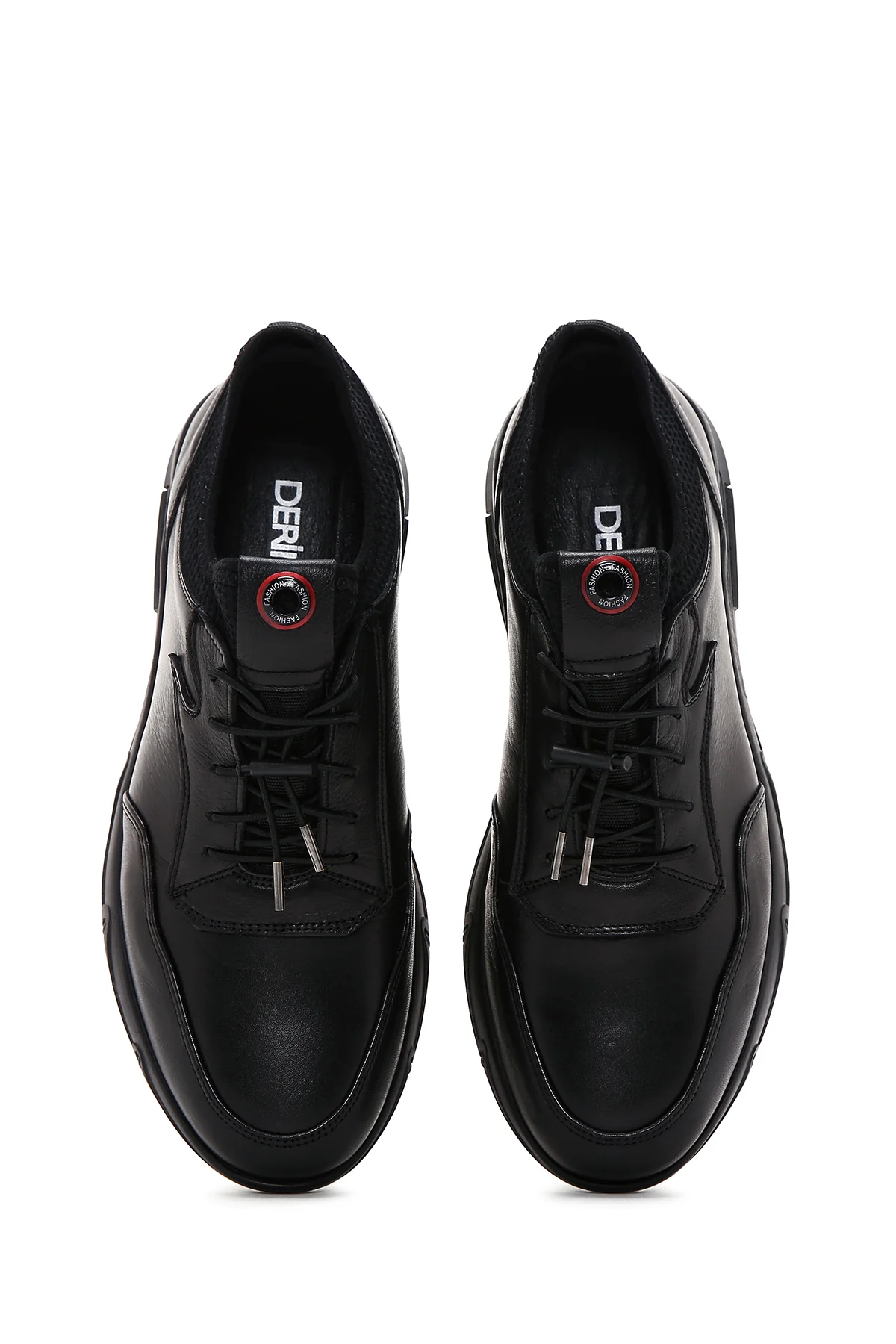 Erkek Siyah Bağcıklı Deri Casual Sneaker - Image 6