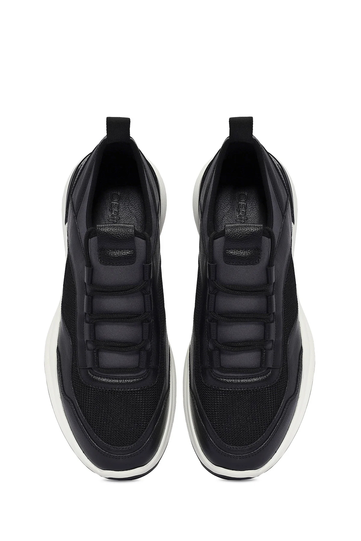 Erkek Siyah Bağcıklı Deri Casual Sneaker - Image 7