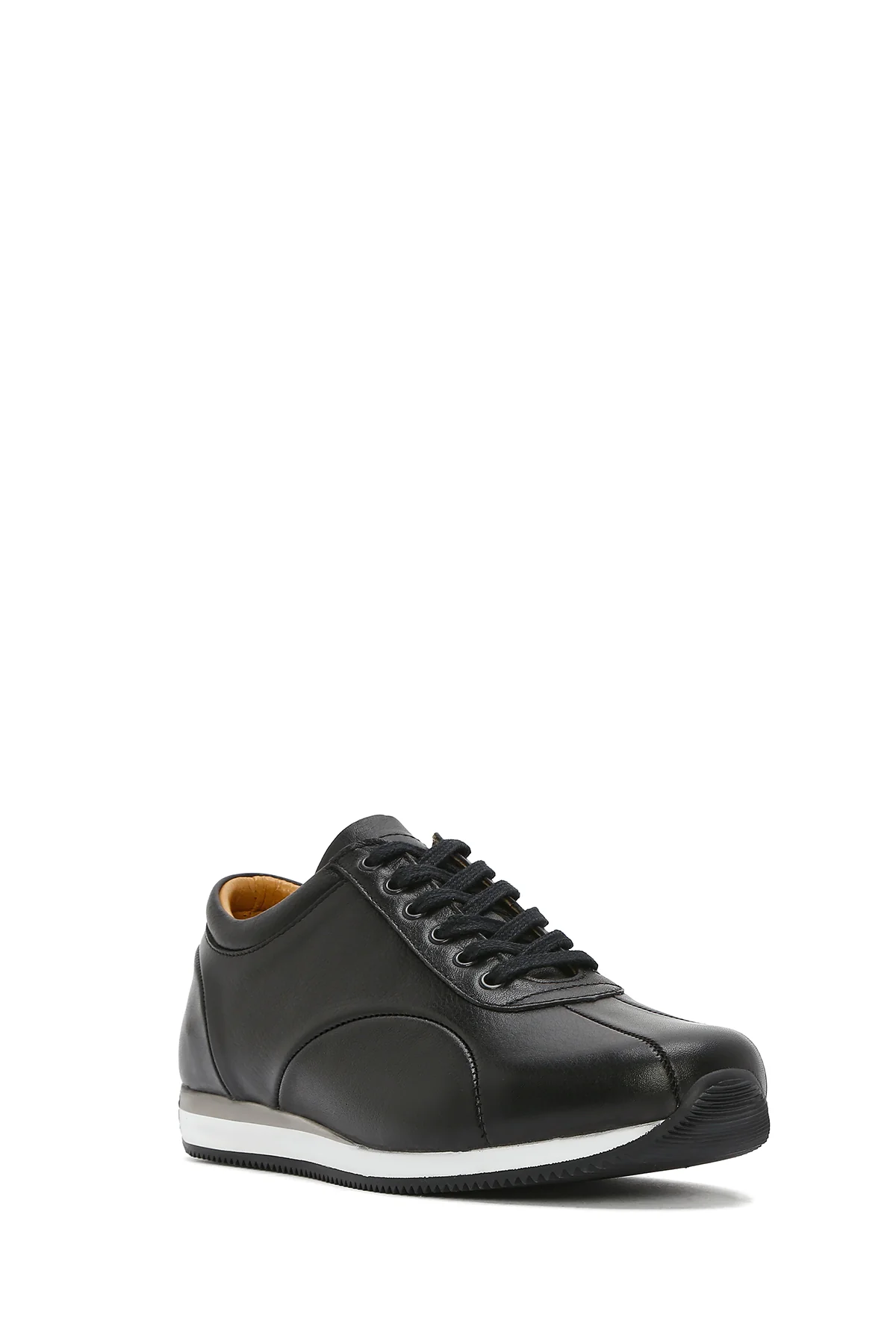Erkek Siyah Bağcıklı Deri Casual Sneaker - Image 6