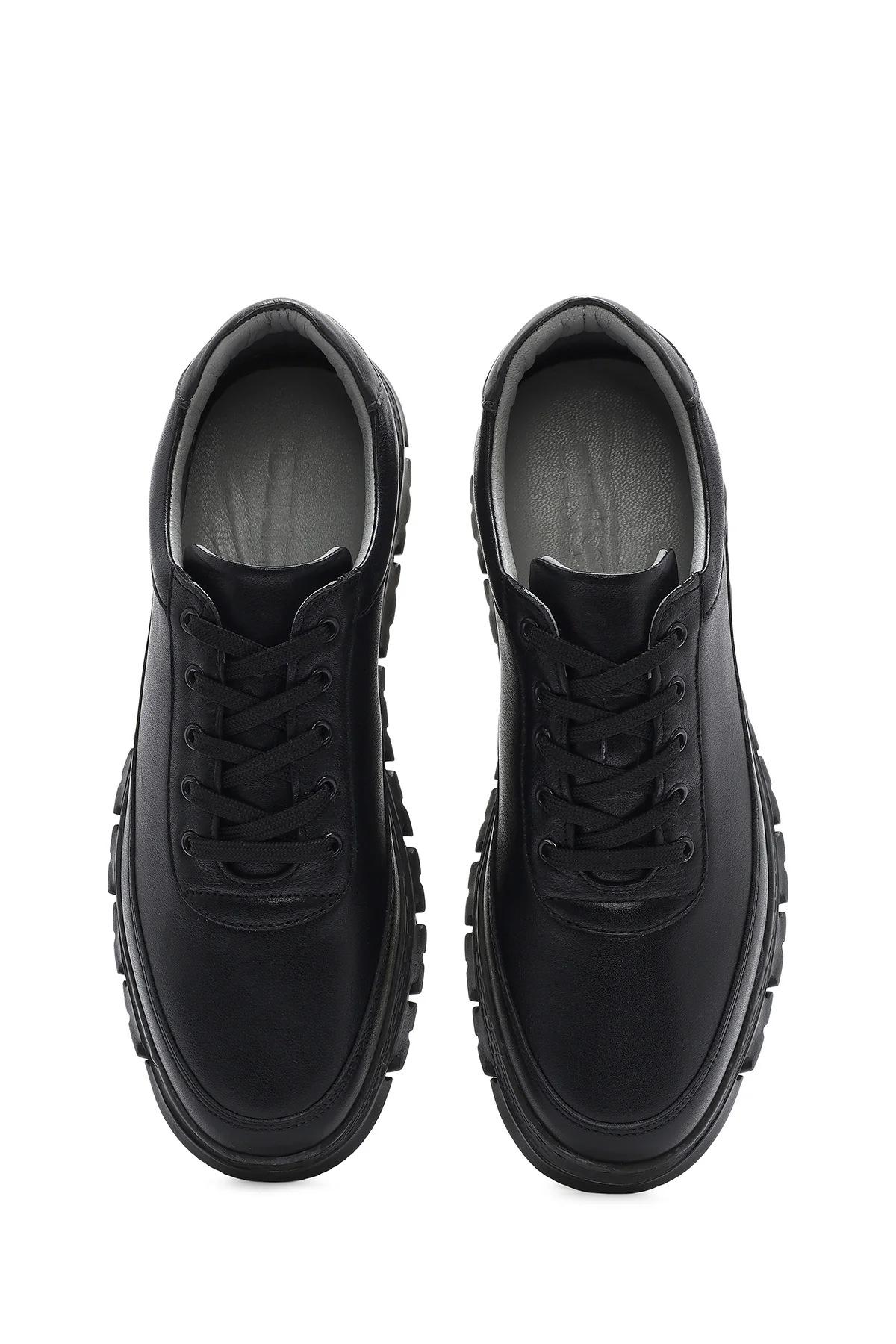 Erkek Siyah Bağcıklı Deri Casual Sneaker - Image 7
