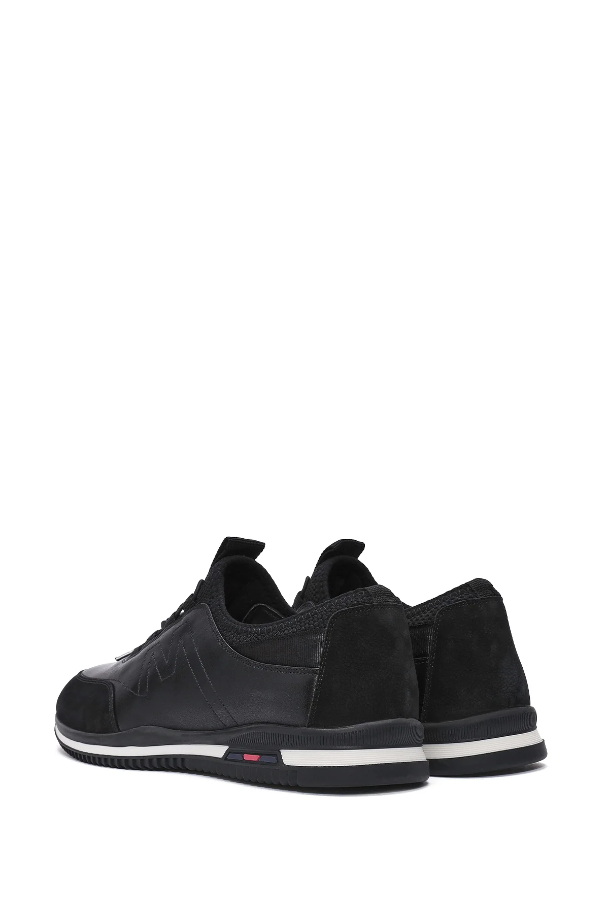 Erkek Siyah Bağcıklı Deri Casual Sneaker - Image 5