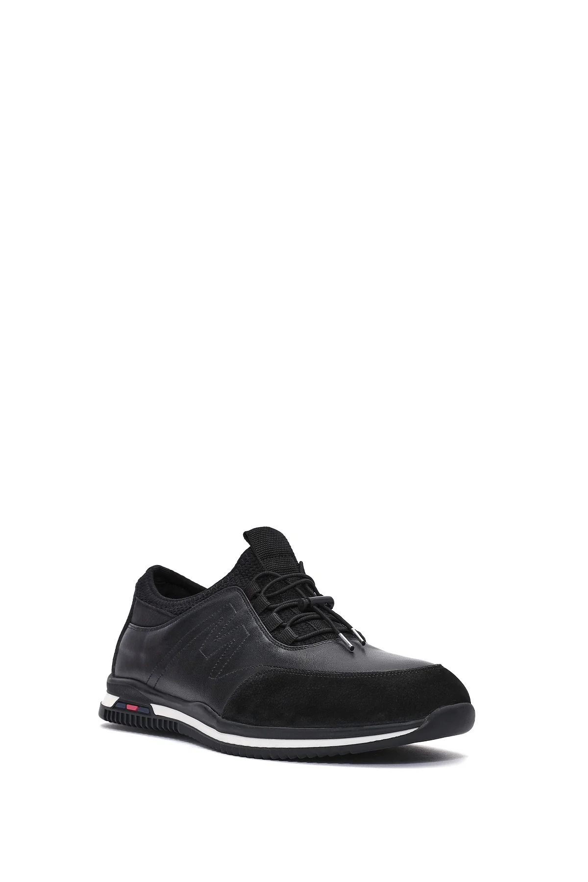 Erkek Siyah Bağcıklı Deri Casual Sneaker - Image 6