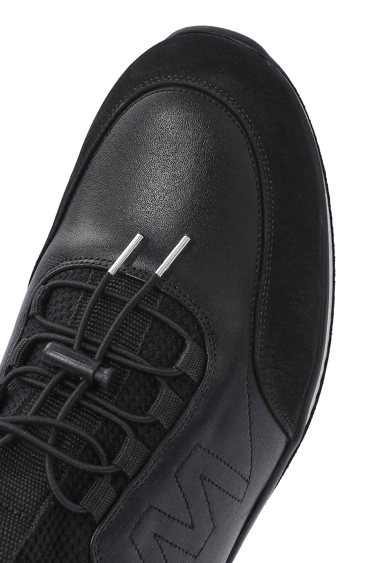 Erkek Siyah Bağcıklı Deri Casual Sneaker - Image 8