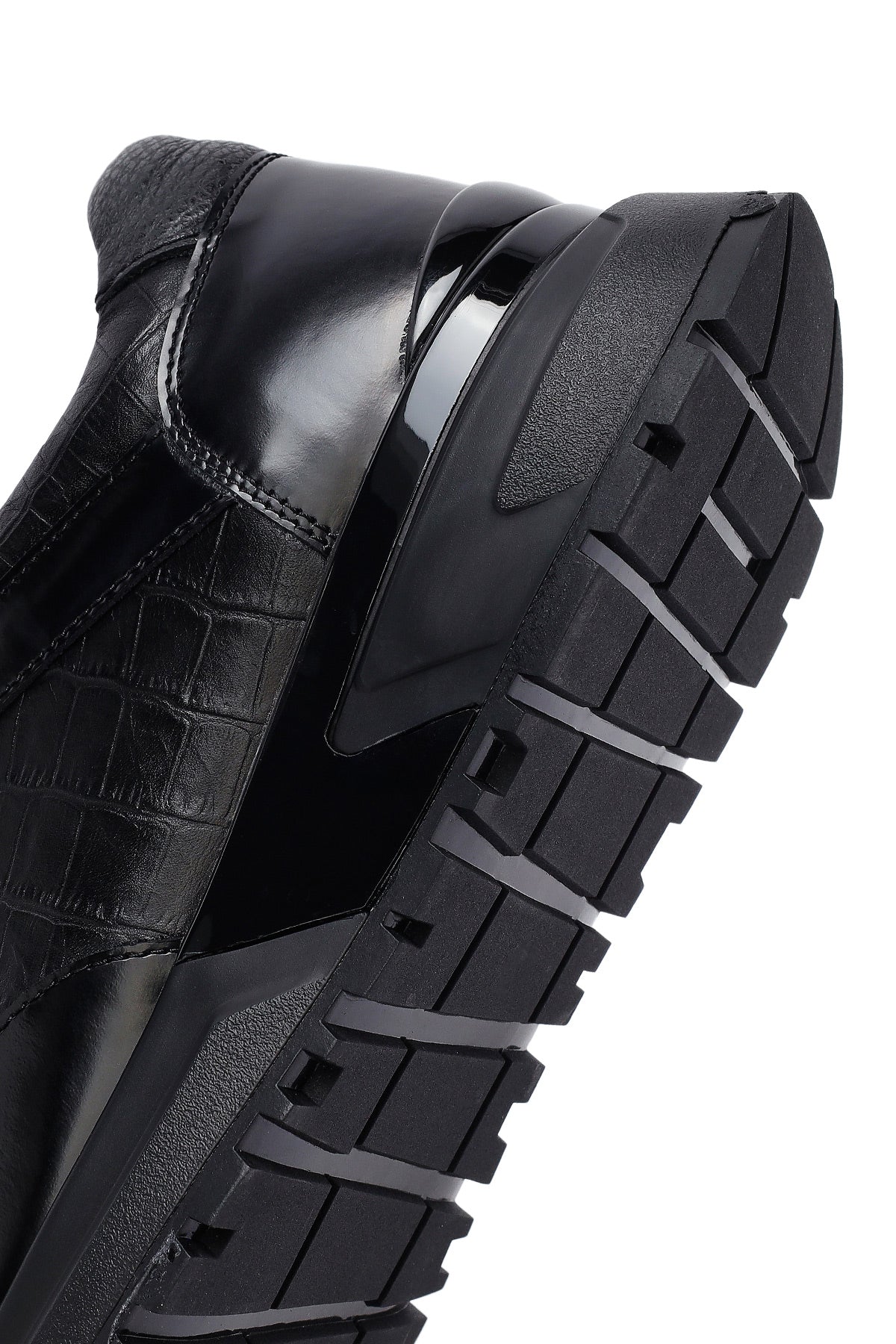 Erkek Siyah Bağcıklı Deri Casual Sneaker - Image 8