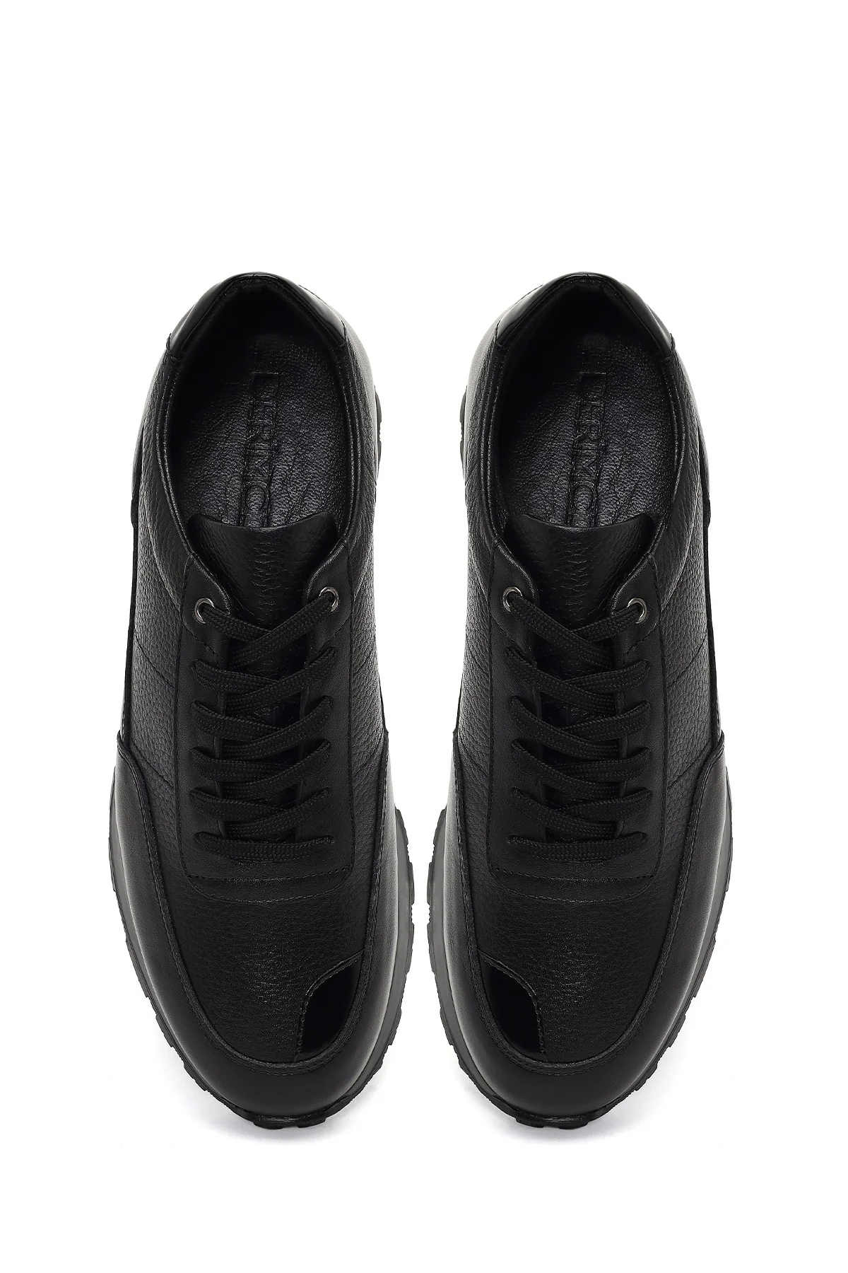 Erkek Siyah Bağcıklı Deri Casual Sneaker - Image 7