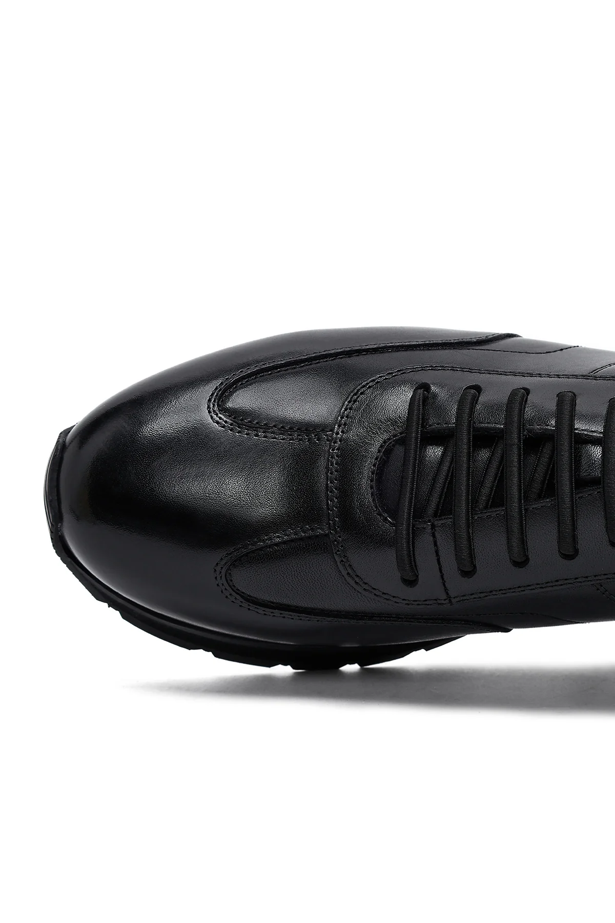 Erkek Siyah Bağcıklı Deri Casual Sneaker - Image 11