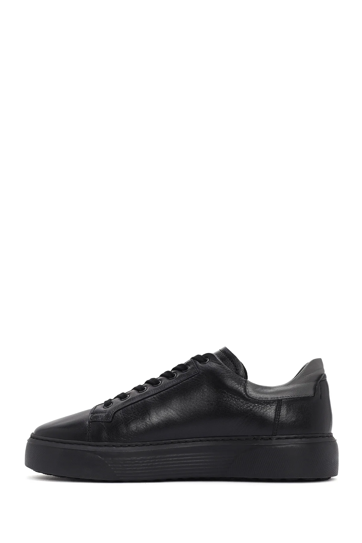 Erkek Siyah Bağcıklı Deri Sneaker - Image 2