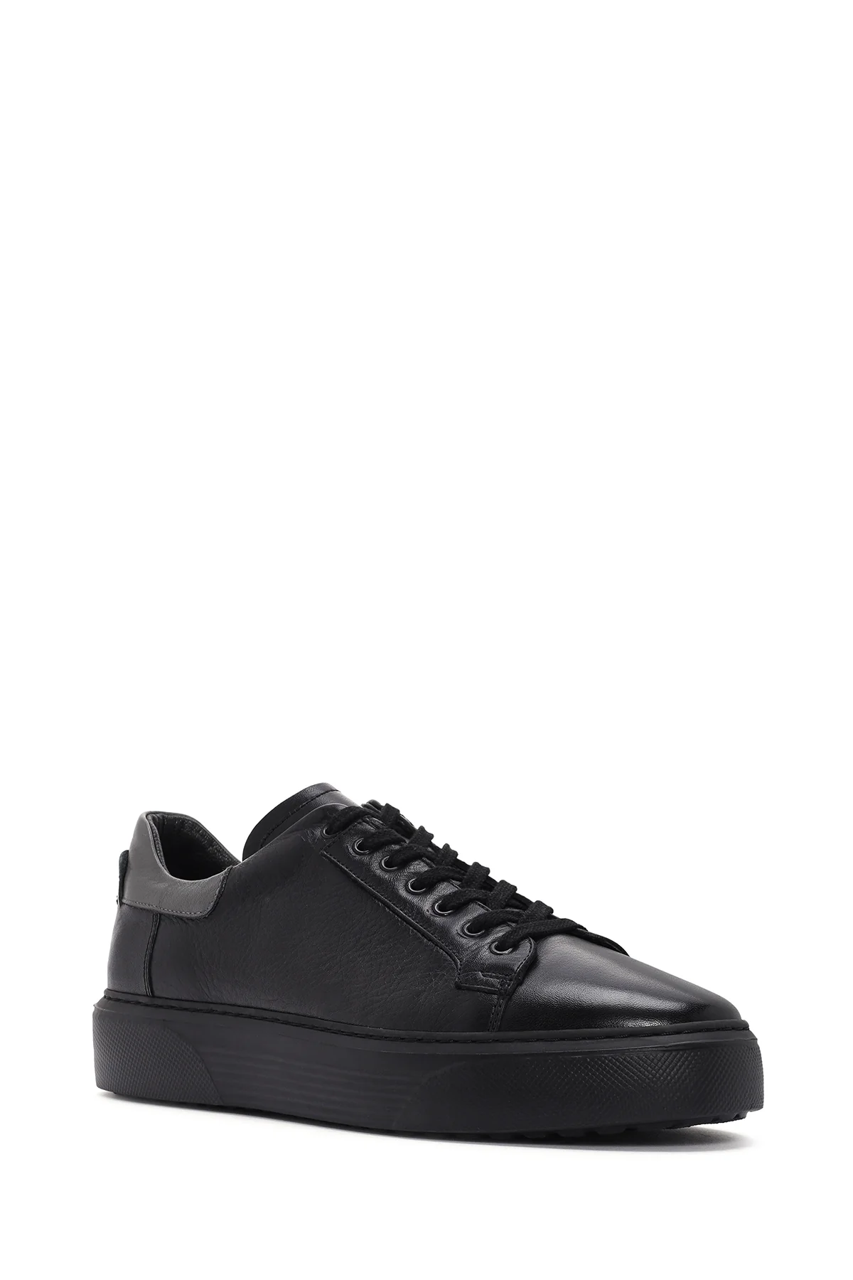 Erkek Siyah Bağcıklı Deri Sneaker - Image 6
