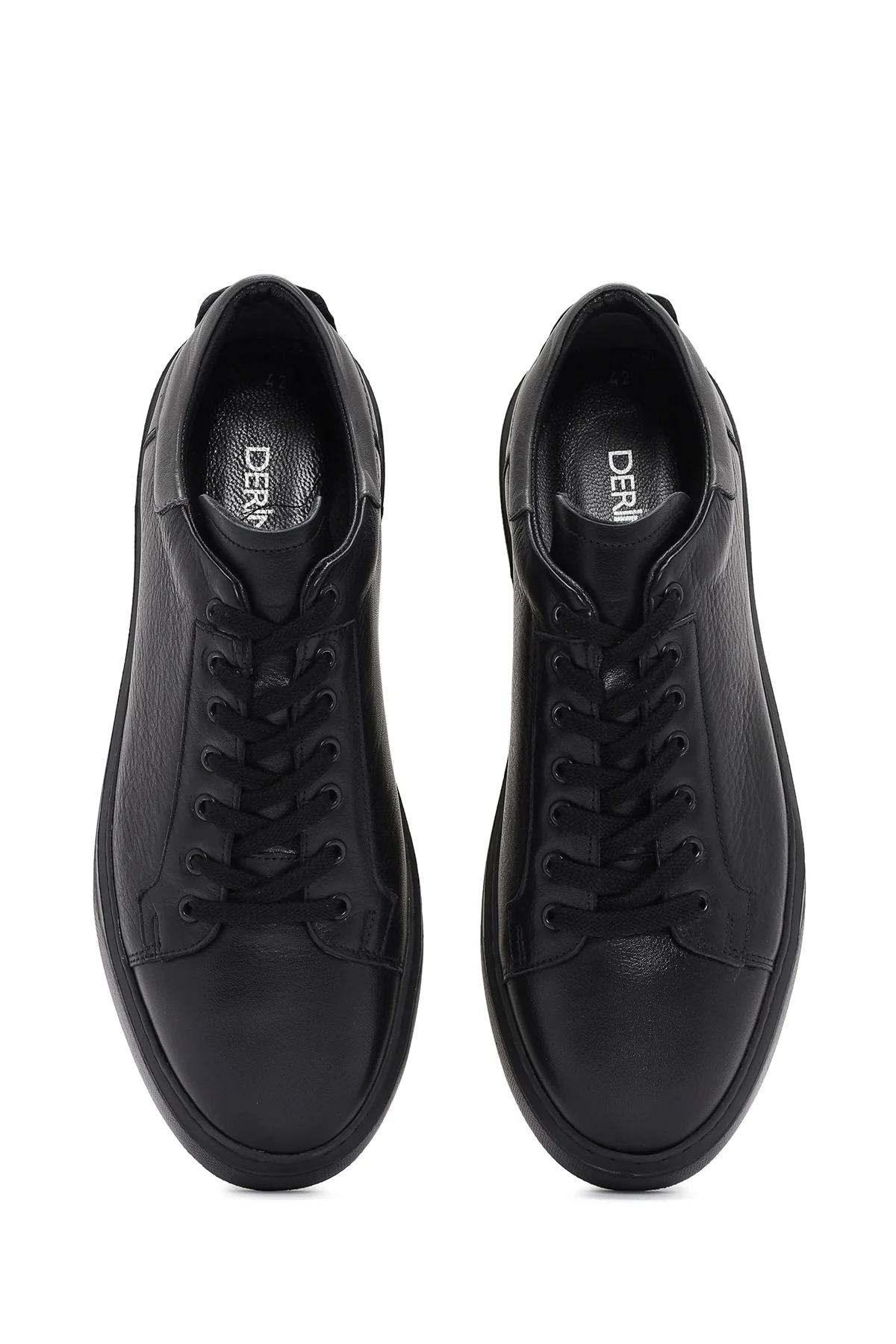 Erkek Siyah Bağcıklı Deri Sneaker - Image 7