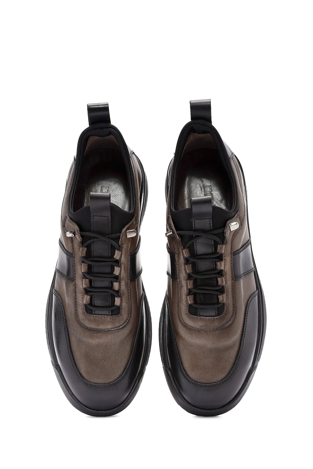 Erkek Siyah Bağcıklı Deri Sneaker - Image 7