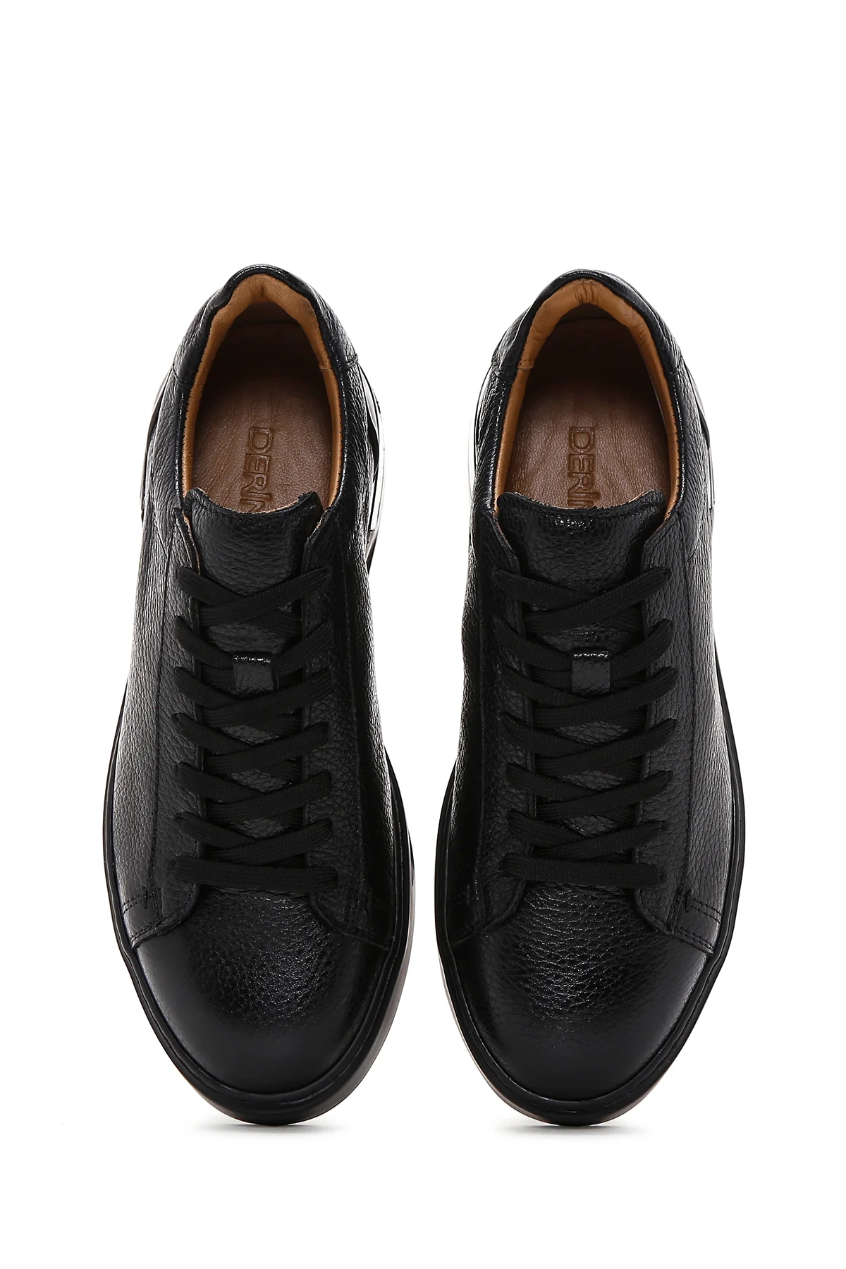 Erkek Siyah Bağcıklı Deri Sneaker - Image 6