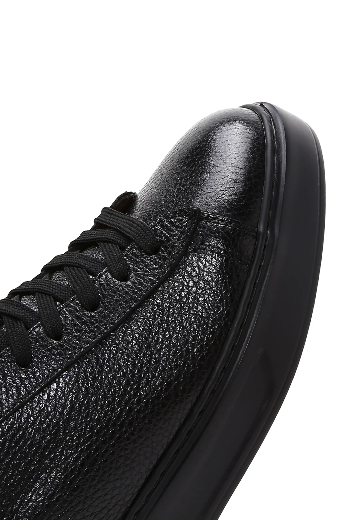 Erkek Siyah Bağcıklı Deri Sneaker - Image 9