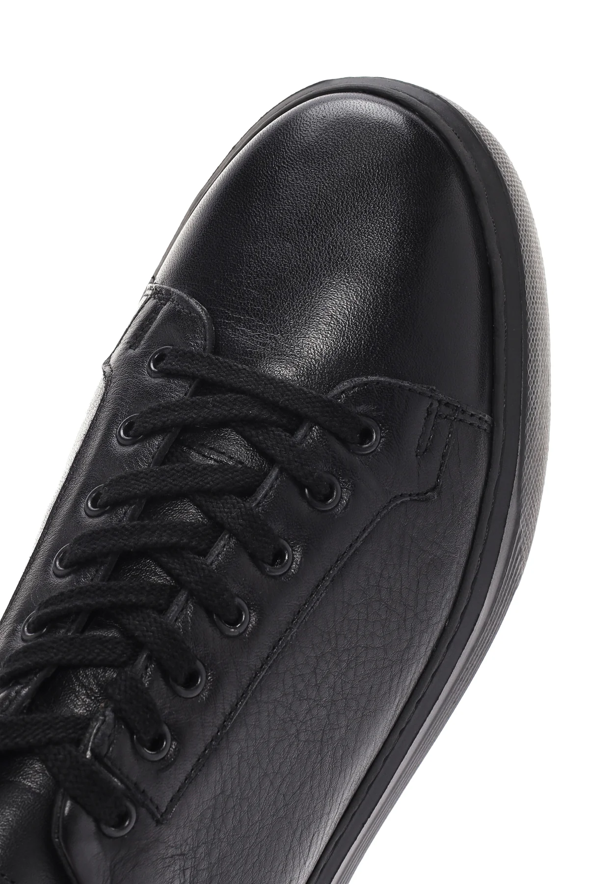 Erkek Siyah Bağcıklı Deri Sneaker - Image 10
