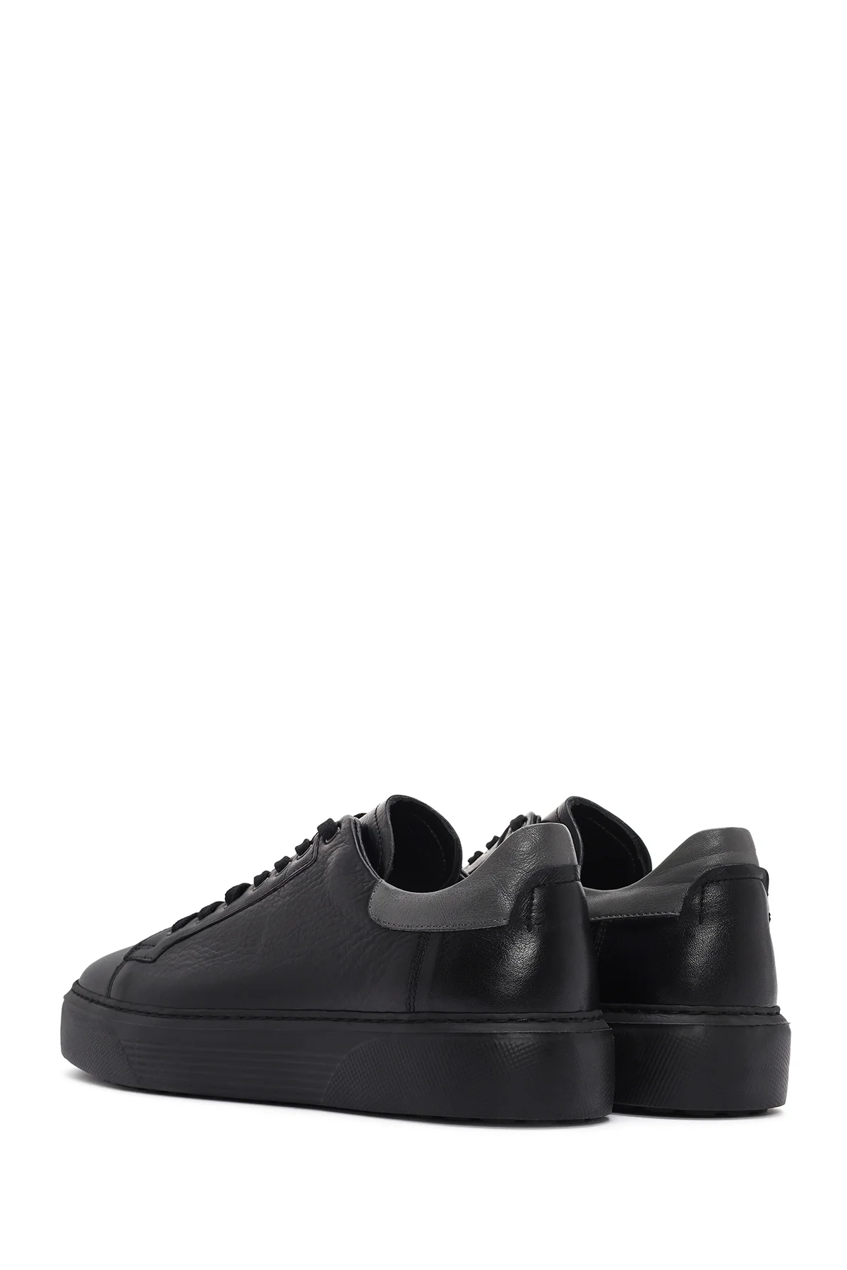 Erkek Siyah Bağcıklı Deri Sneaker - Image 5