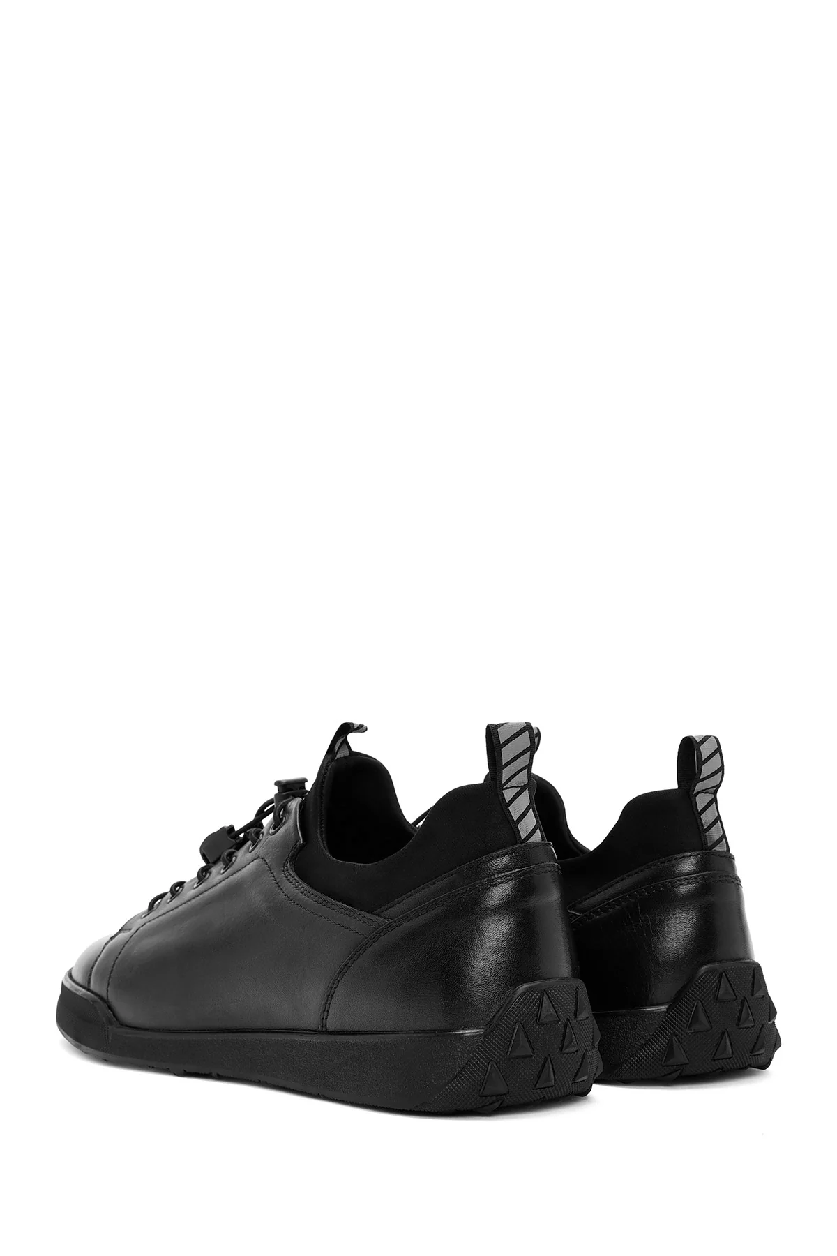 Erkek Siyah Bağcıklı Deri Sneaker - Image 5