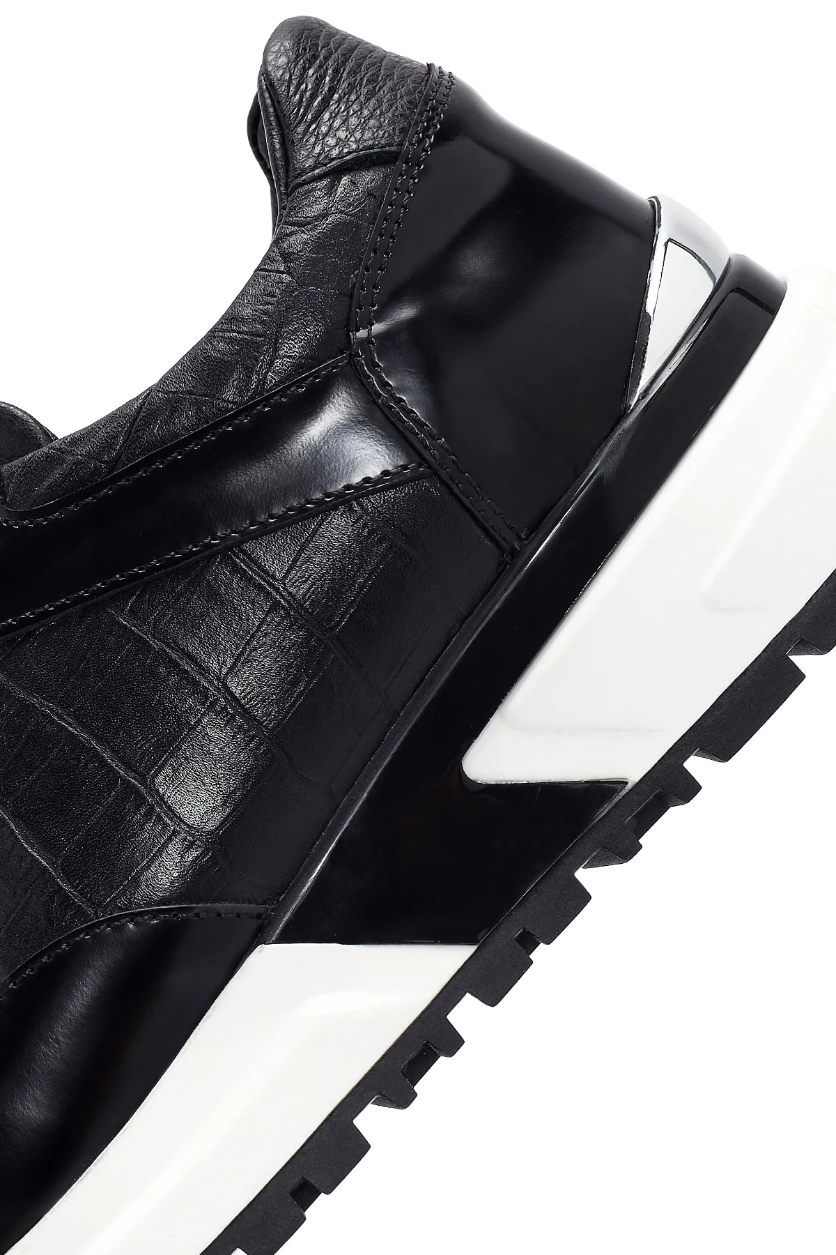 Erkek Siyah Bağcıklı Deri Sneaker - Image 8