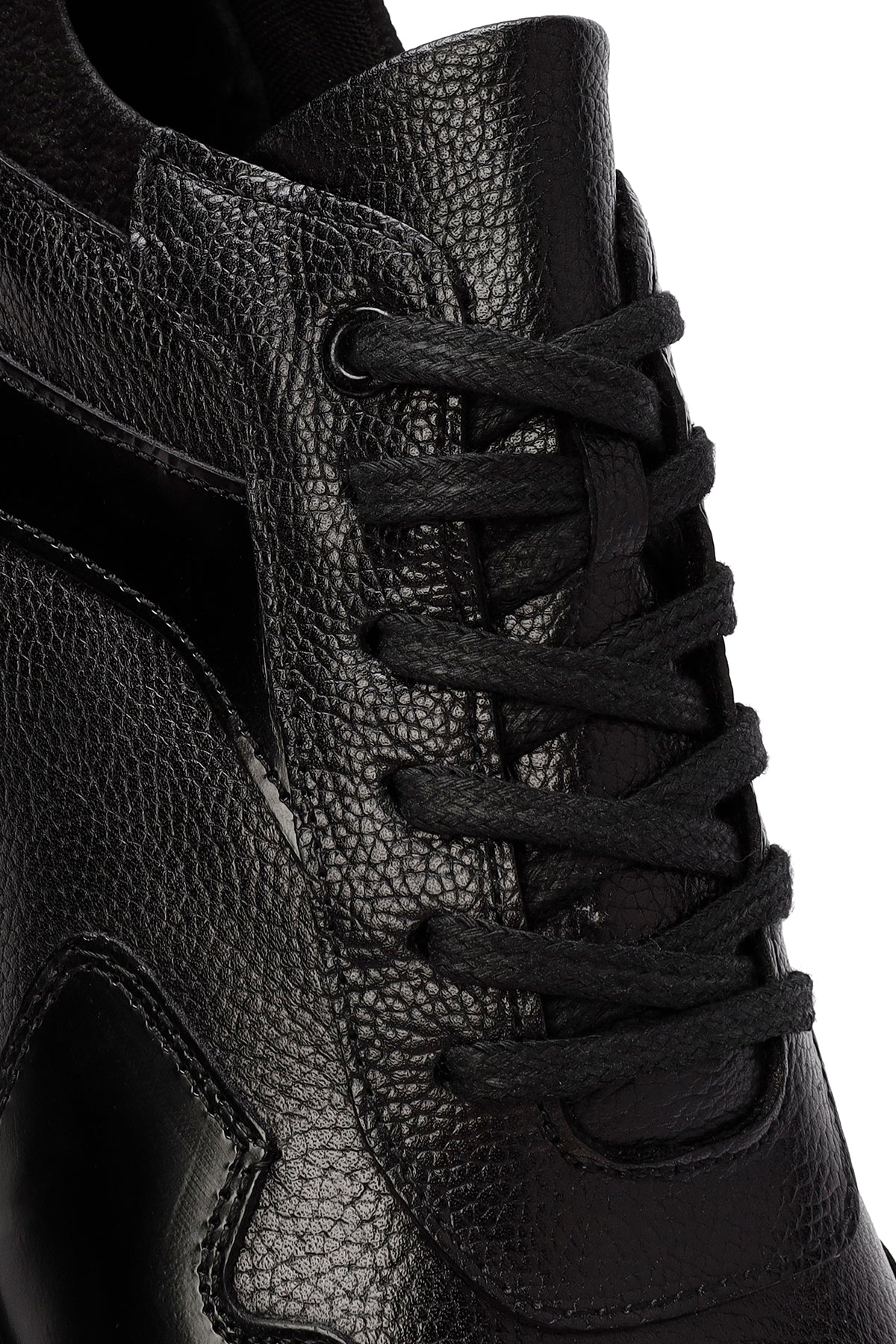 Erkek Siyah Bağcıklı Deri Sneaker - Image 10