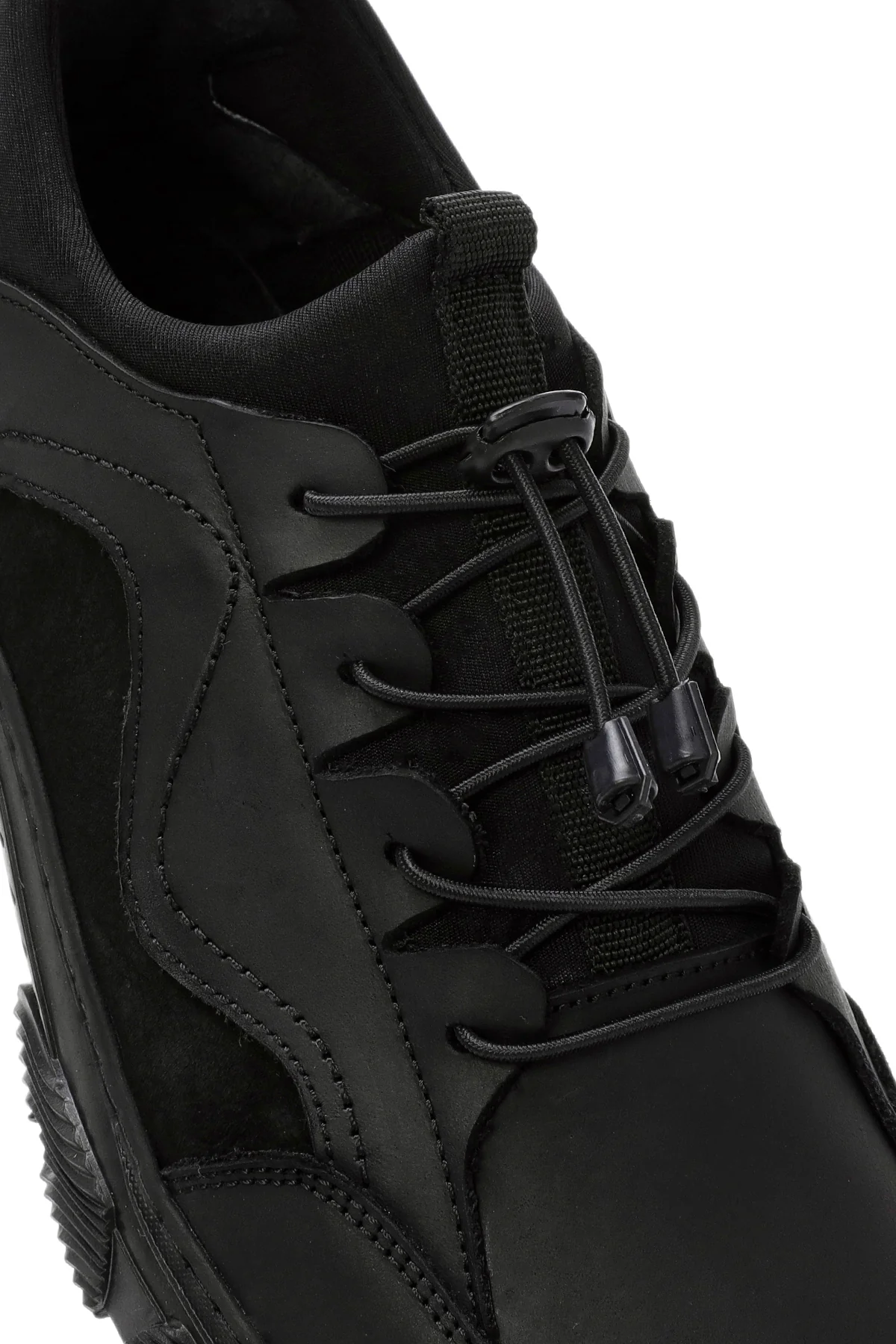 Erkek Siyah Bağcıklı Deri Sneaker - Image 9