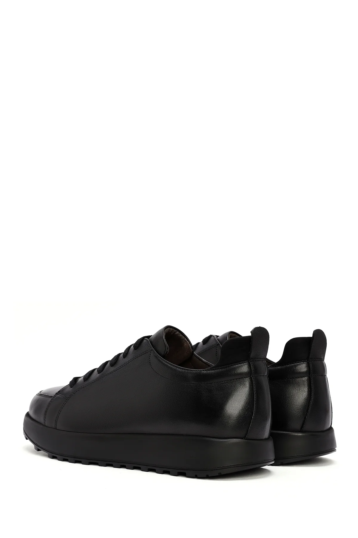 Erkek Siyah bağcıklı Deri Sneaker - Image 5