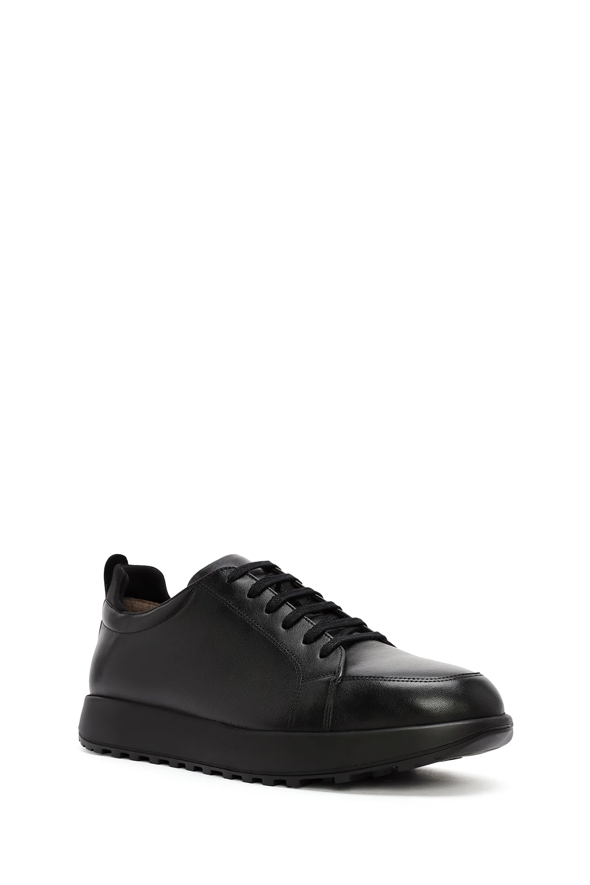 Erkek Siyah bağcıklı Deri Sneaker - Image 6