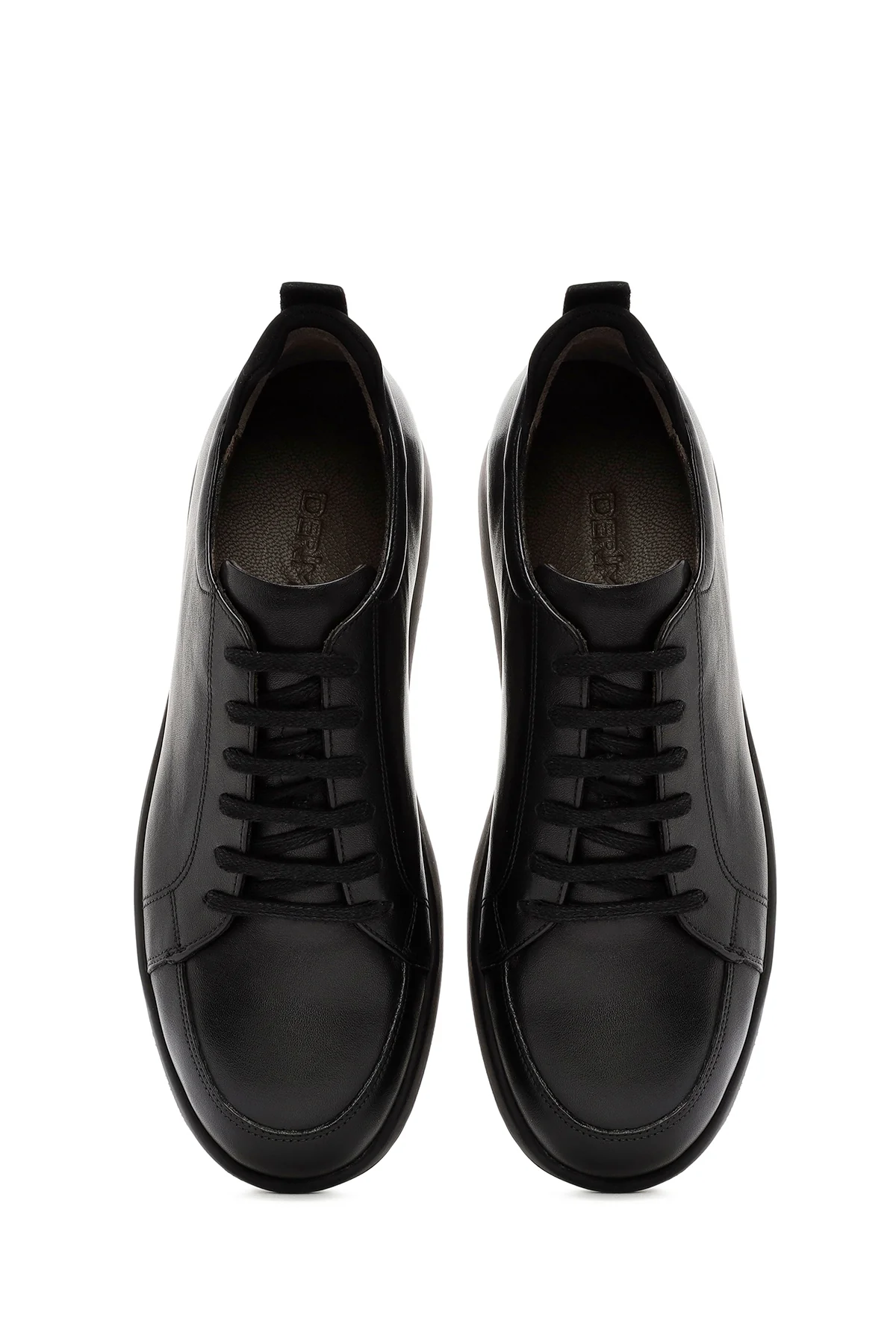 Erkek Siyah bağcıklı Deri Sneaker - Image 7