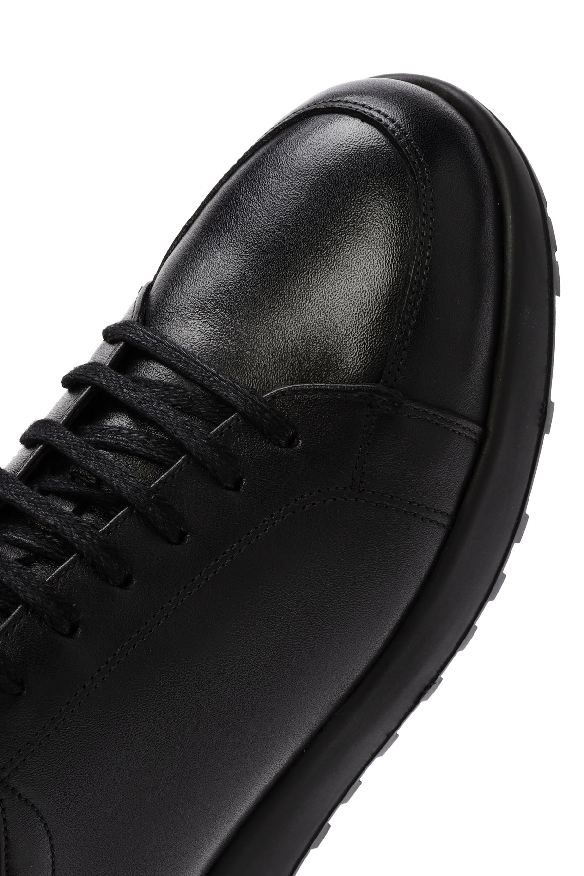 Erkek Siyah bağcıklı Deri Sneaker - Image 9