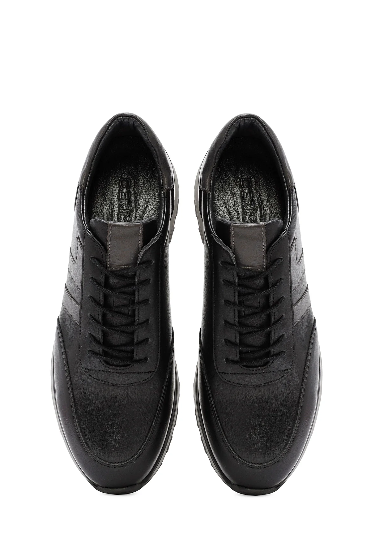 Erkek Siyah Bağcıklı Deri Sneaker - Image 7