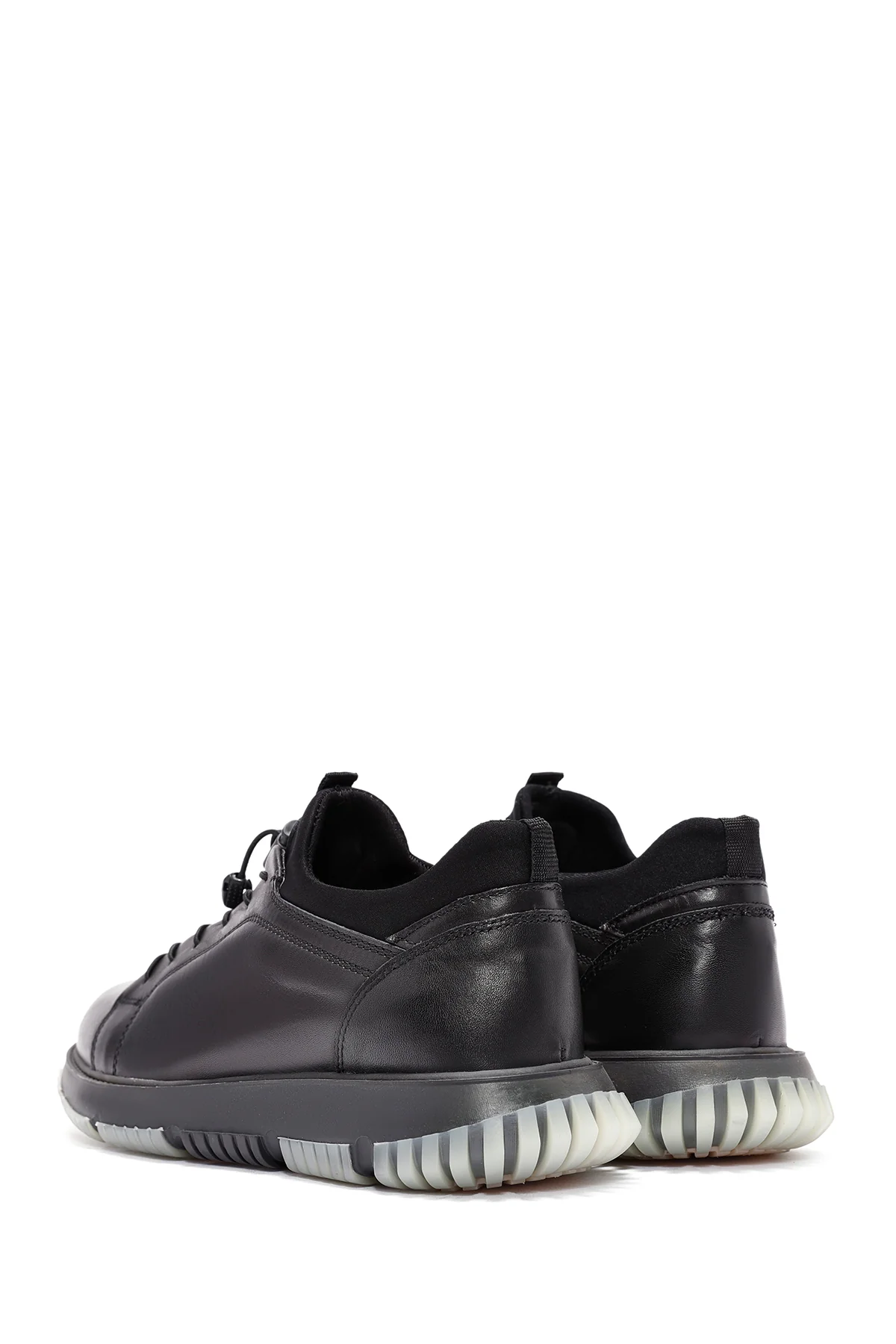 Erkek Siyah Bağcıklı Deri Sneaker - Image 5