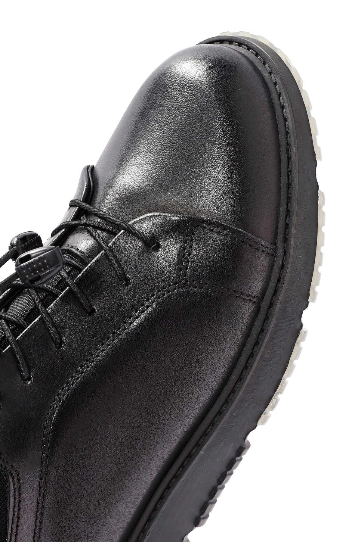 Erkek Siyah Bağcıklı Deri Sneaker - Image 9