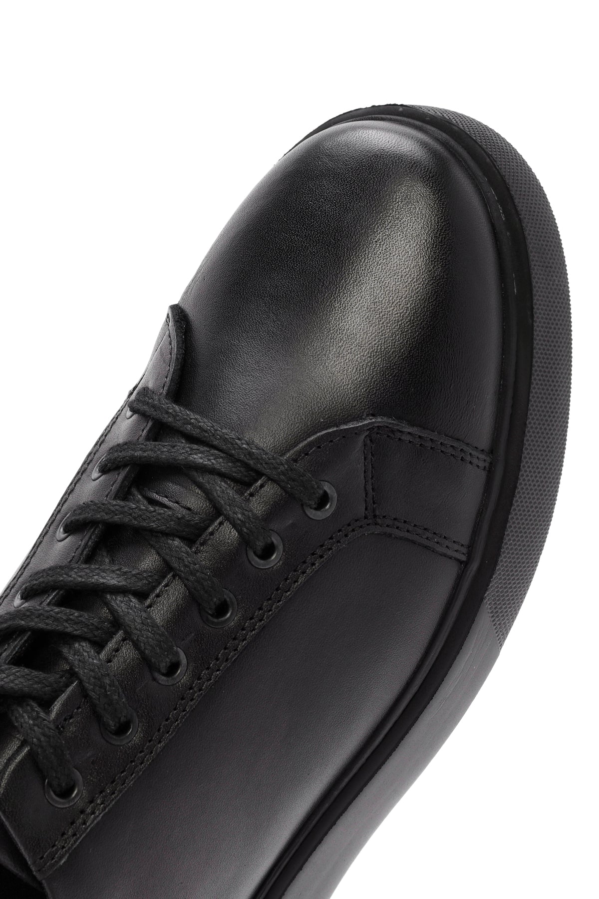 Erkek Siyah Bağcıklı Deri Sneaker - Image 10