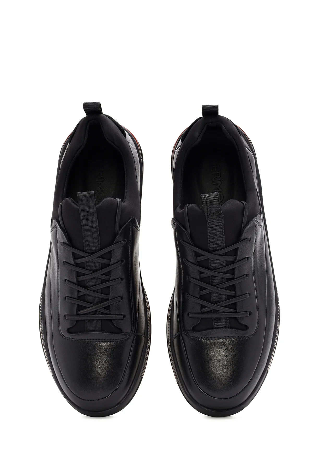 Erkek Siyah Bağcıklı Deri Sneaker - Image 7