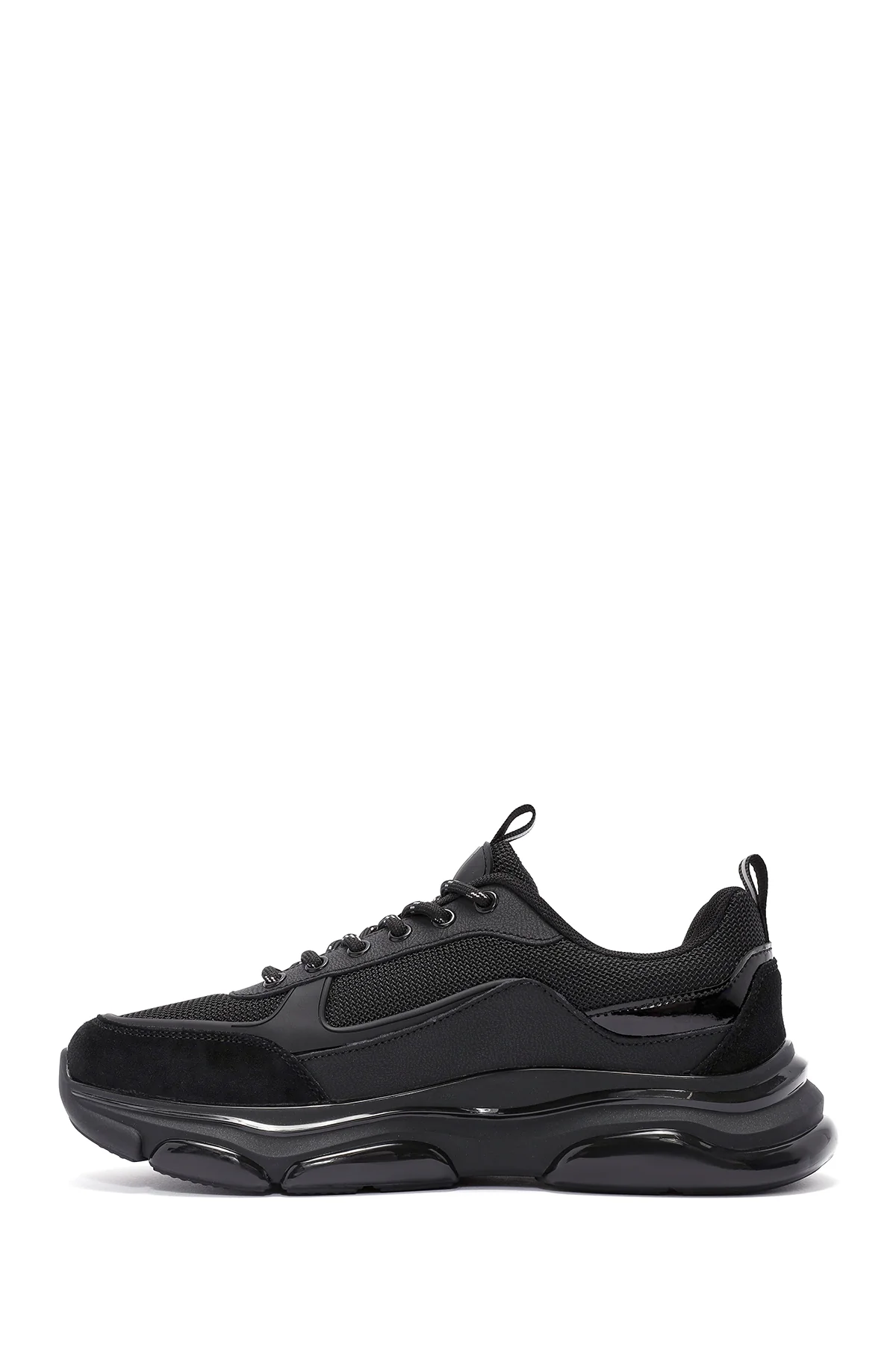 Erkek Siyah Bağcıklı Deri Sneaker - Image 2