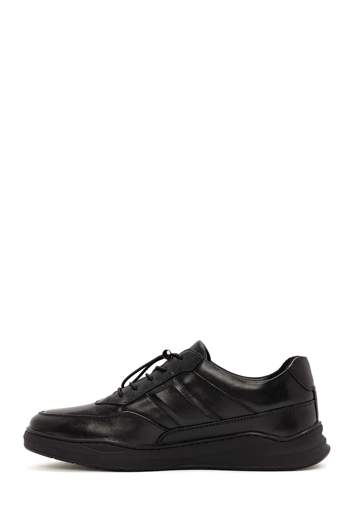 Erkek Siyah Bağcıklı Deri Sneaker - Image 2