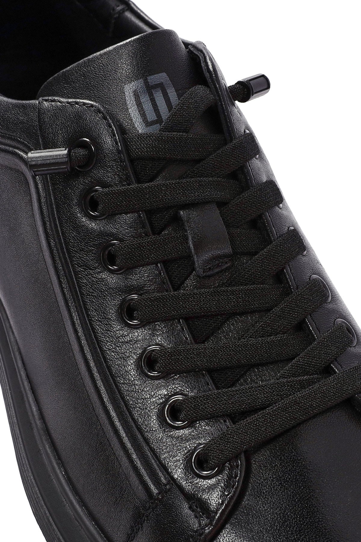 Erkek Siyah Bağcıklı Deri Sneaker - Image 10