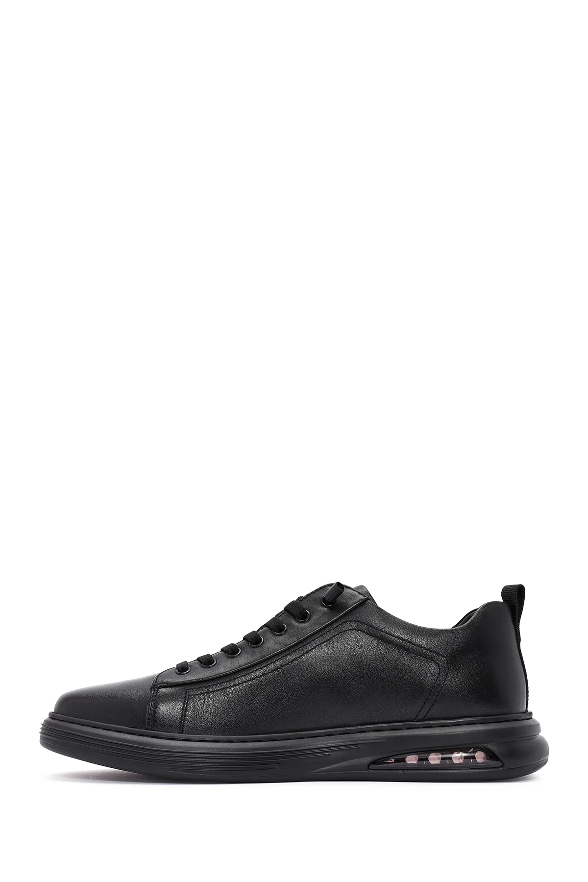 Erkek Siyah Bağcıklı Deri Sneaker - Image 2