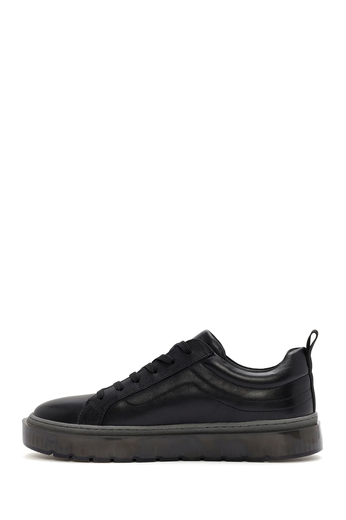 Erkek Siyah Bağcıklı Deri Sneaker - Image 2