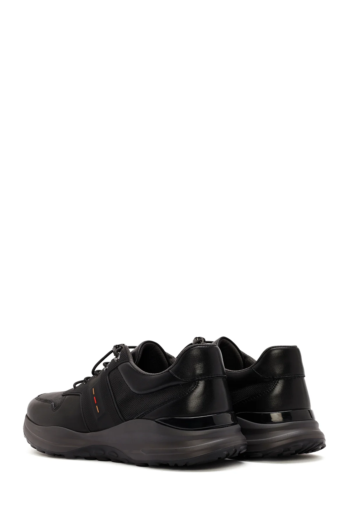 Erkek Siyah Bağcıklı Deri Sneaker - Image 5