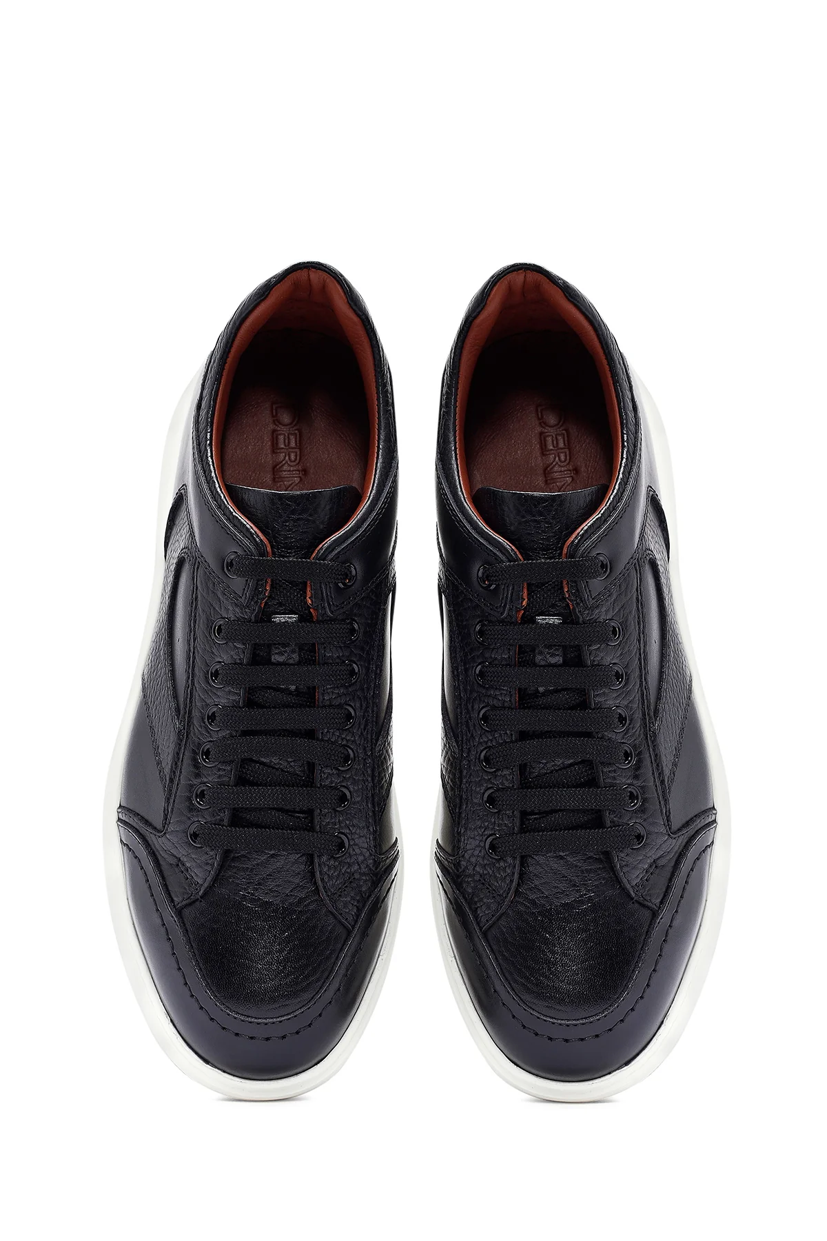 Erkek Siyah Bağcıklı Deri Sneaker - Image 7