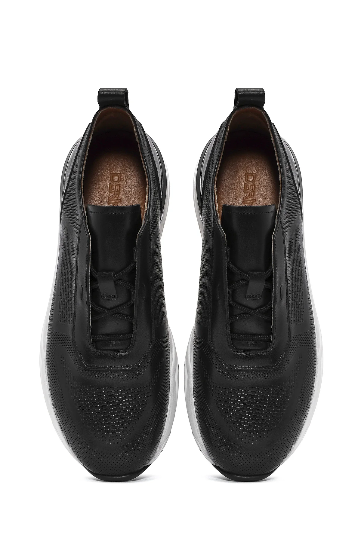 Erkek Siyah Bağcıklı Deri Sneaker - Image 6