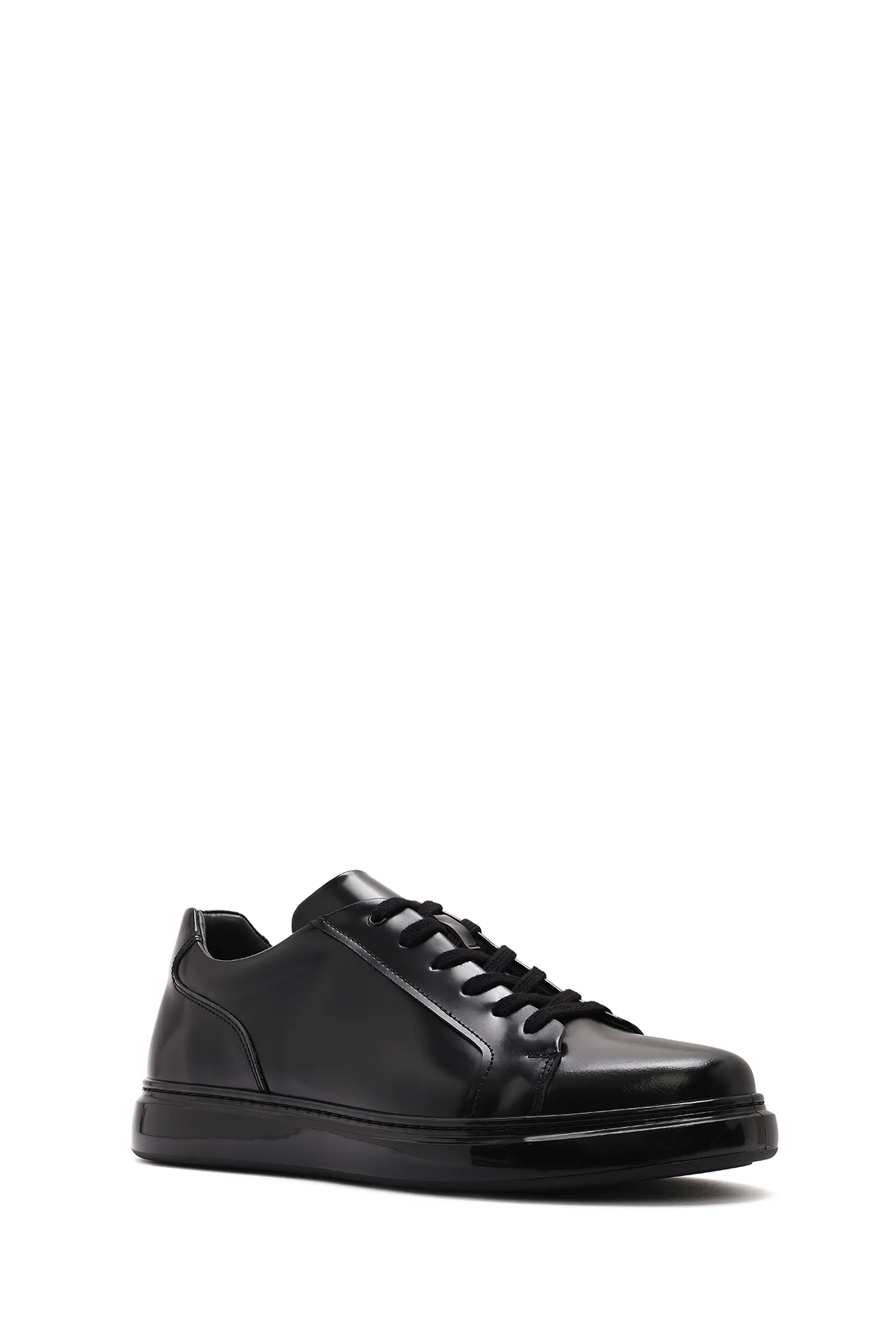 Erkek Siyah Bağcıklı Deri Sneaker - Image 6
