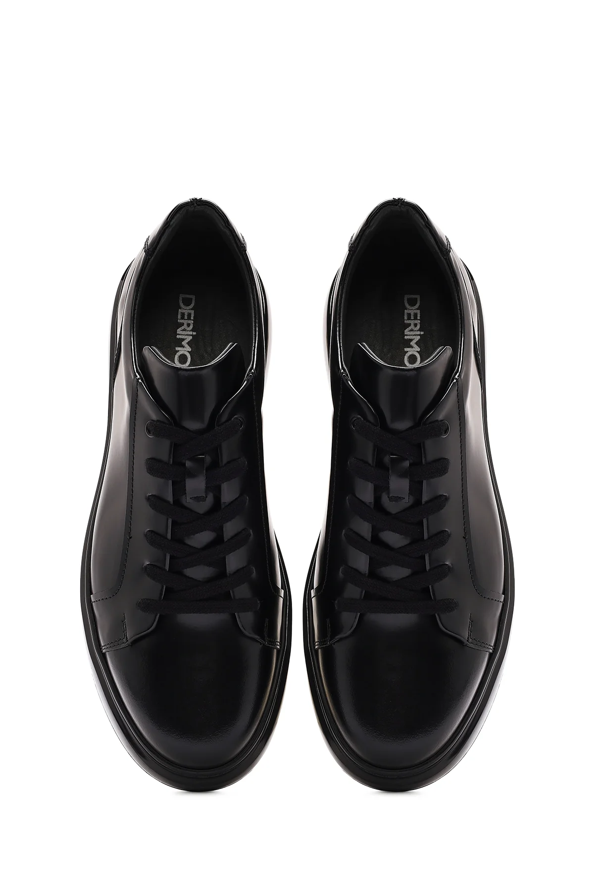 Erkek Siyah Bağcıklı Deri Sneaker - Image 7