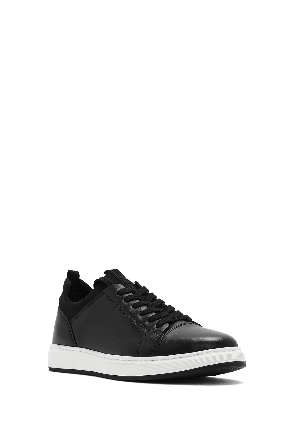 Erkek Siyah Bağcıklı Deri Sneaker - Image 6