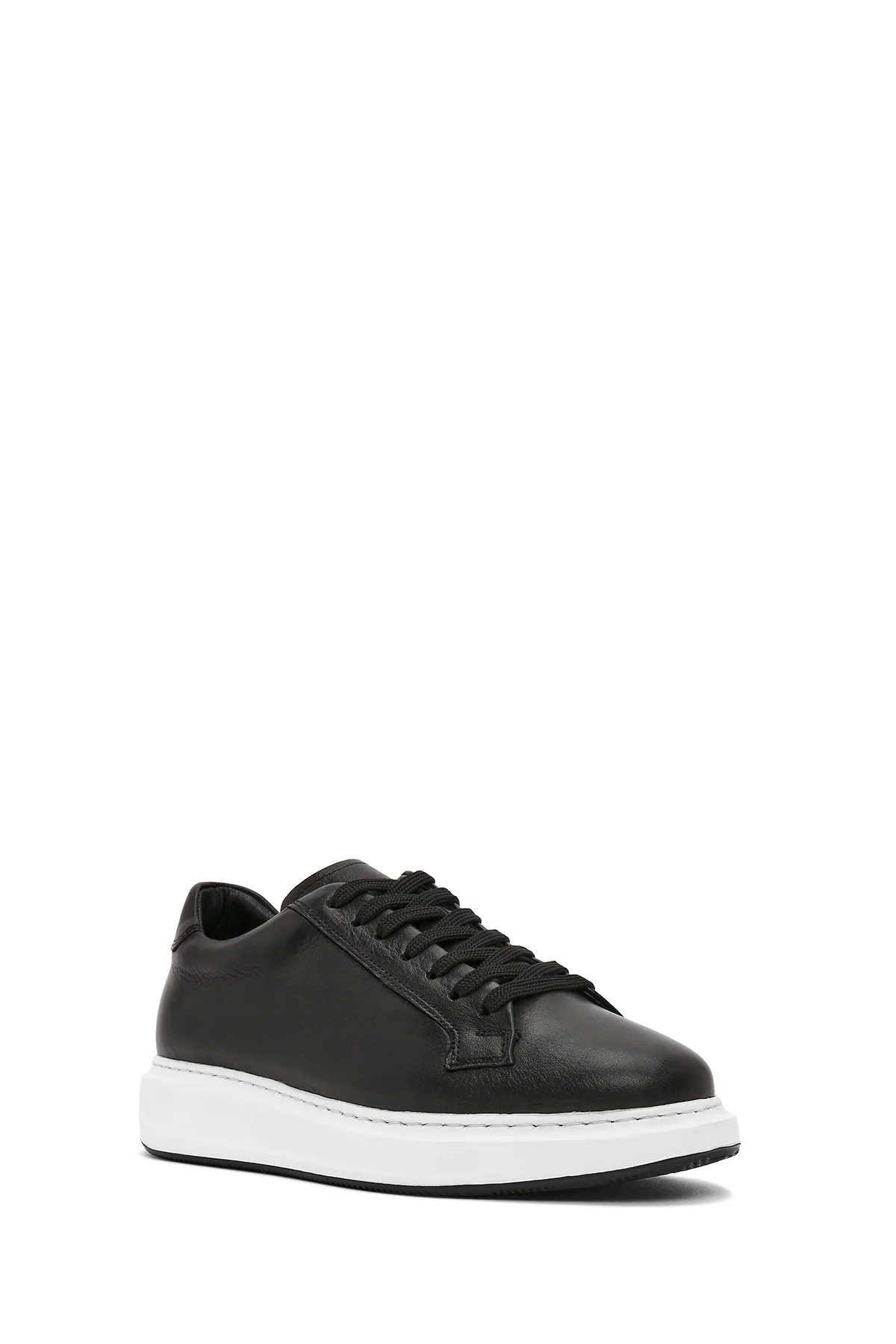 Erkek Siyah Bağcıklı Deri Sneaker - Image 6