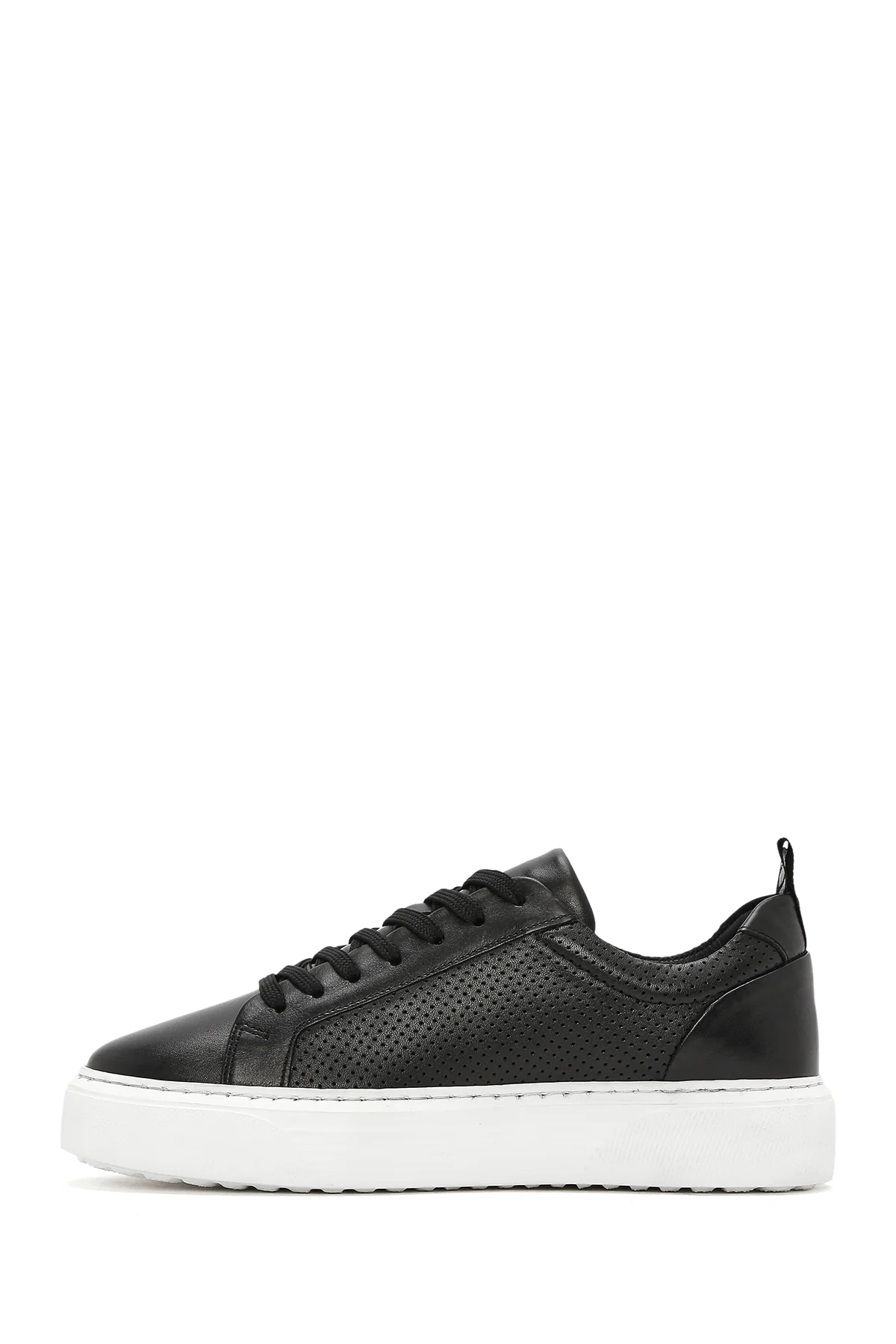 Erkek Siyah Bağcıklı Deri Sneaker - Image 2
