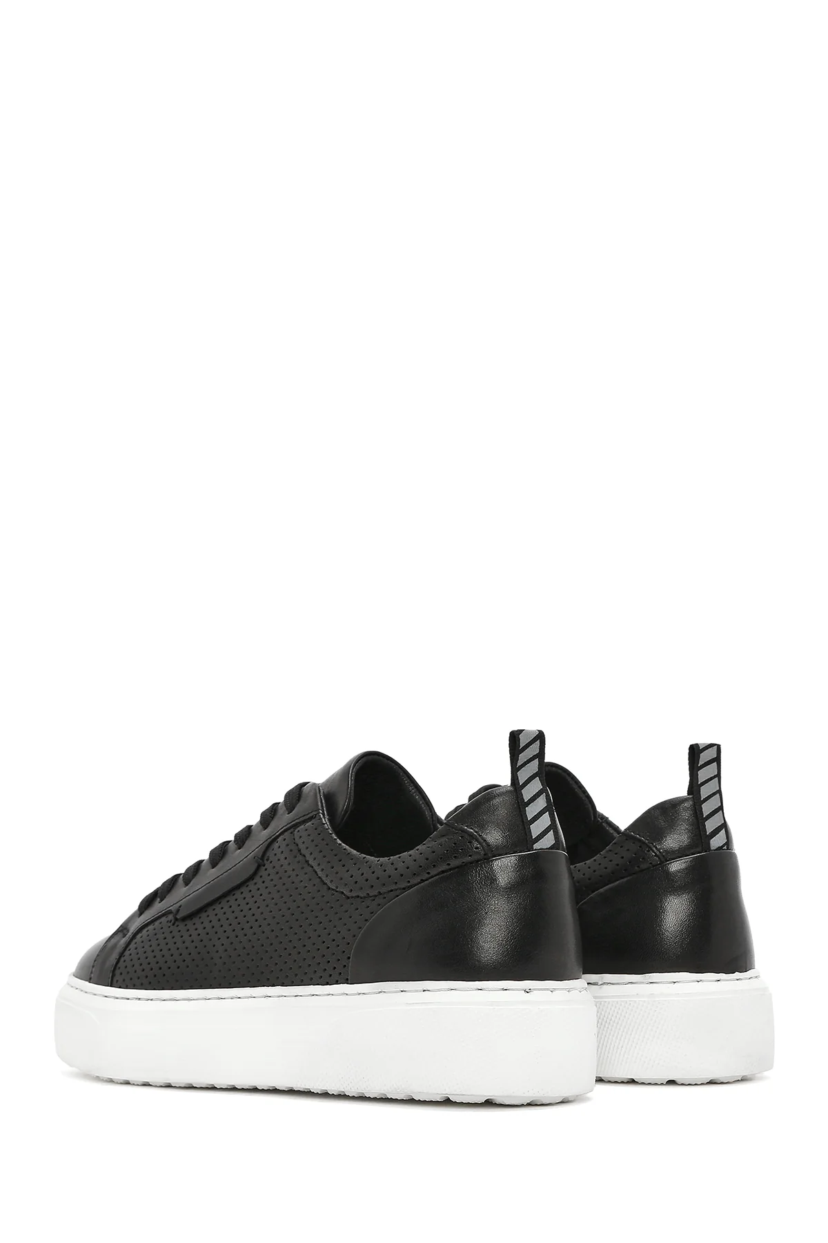 Erkek Siyah Bağcıklı Deri Sneaker - Image 5
