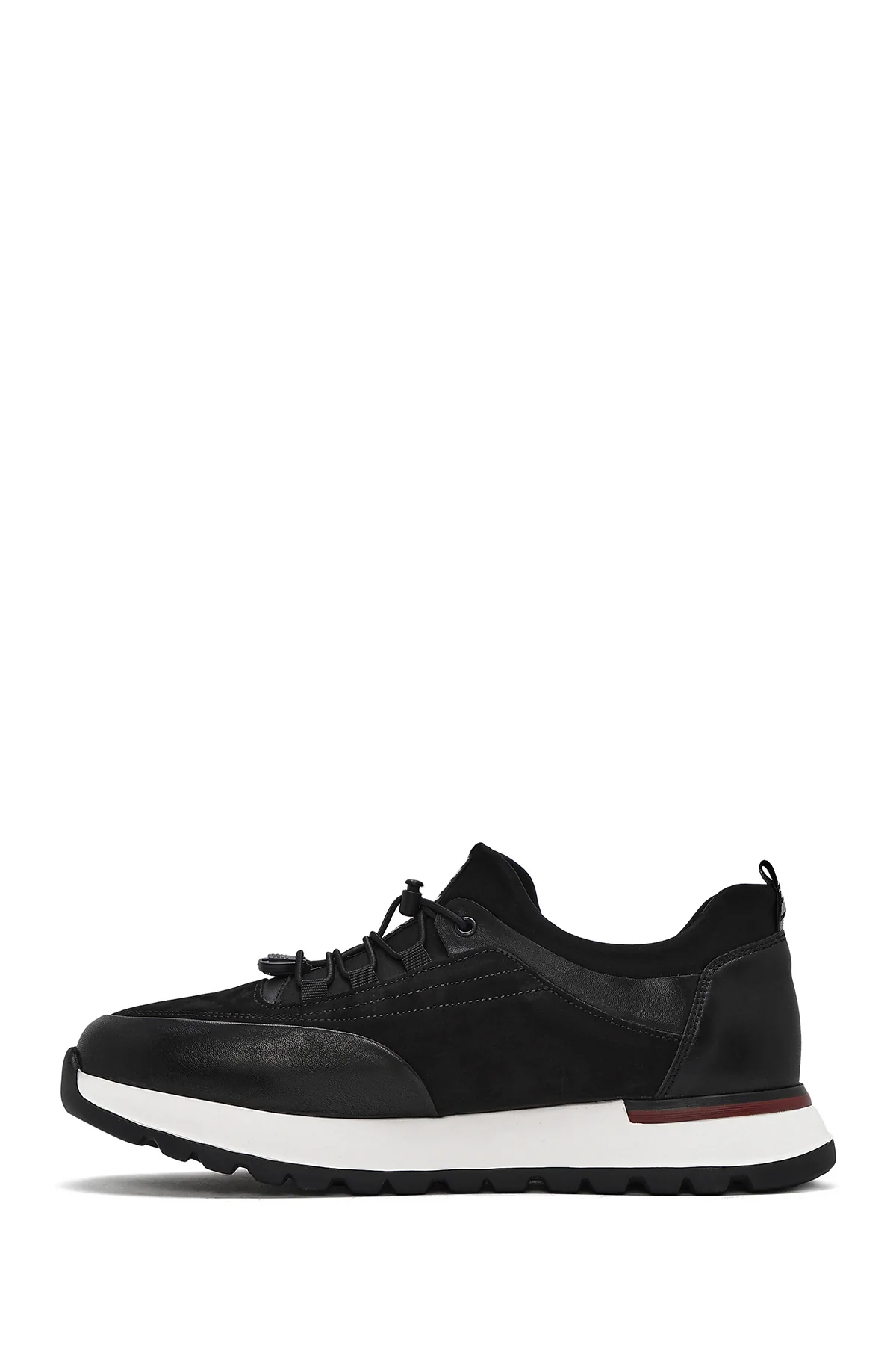 Erkek Siyah Bağcıklı Deri Sneaker - Image 2