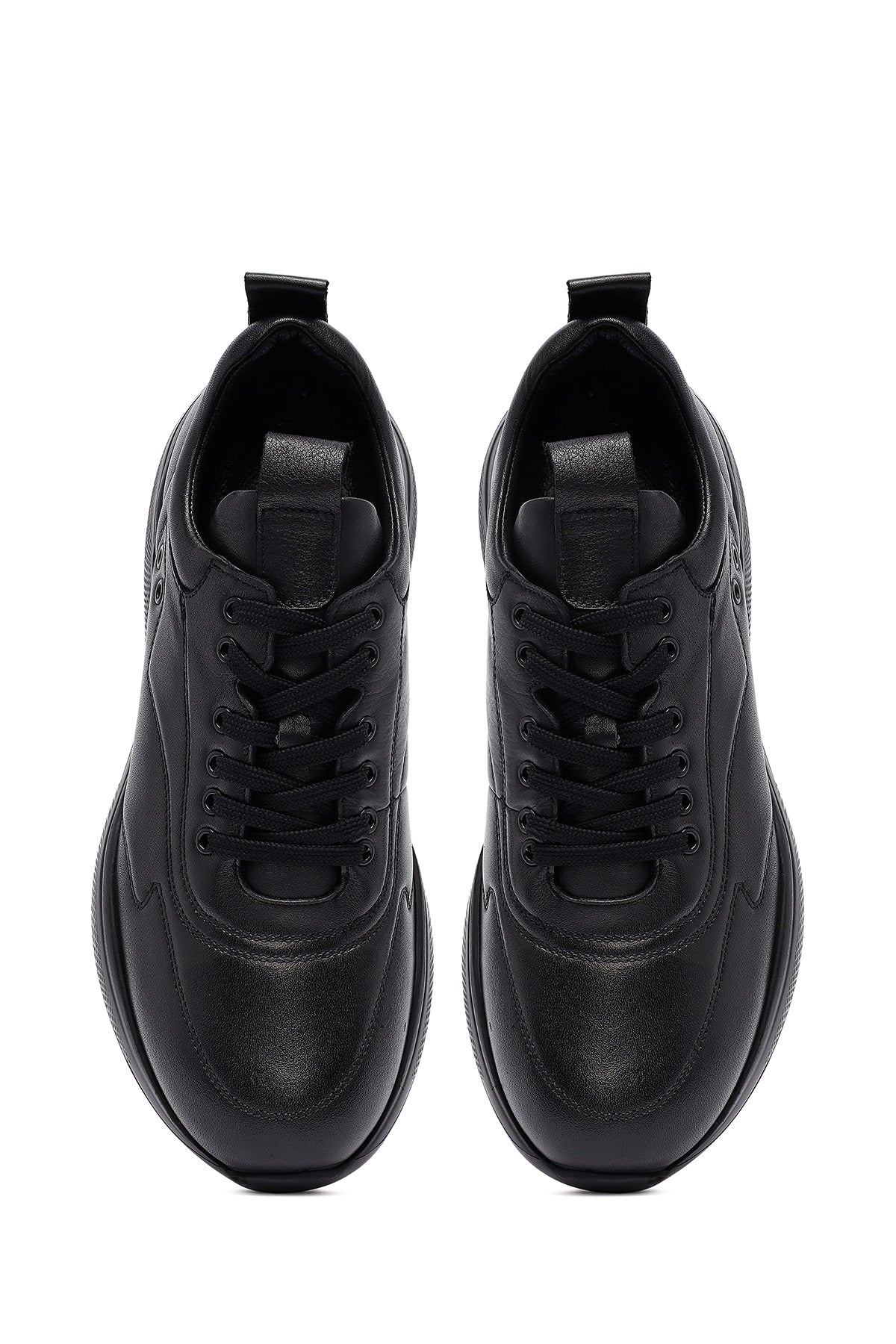 Erkek Siyah Bağcıklı Deri Sneaker - Image 7