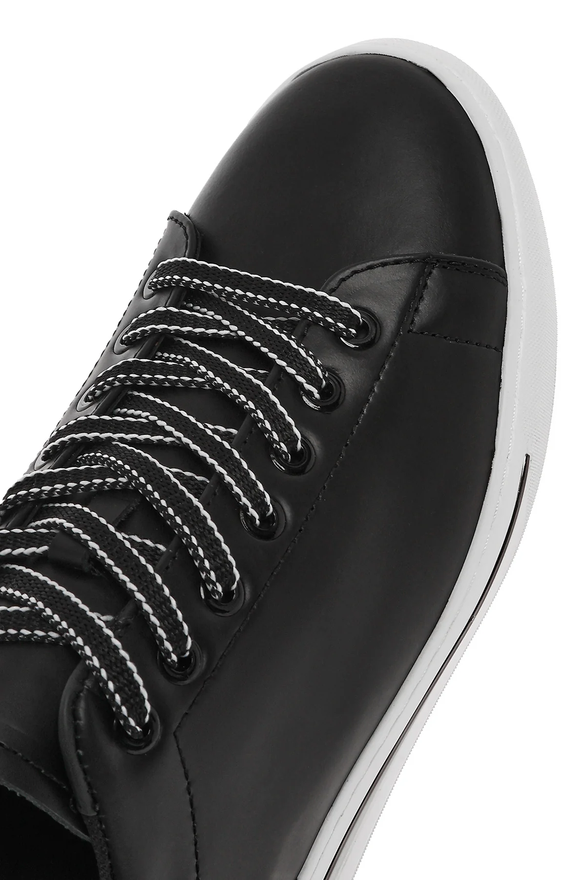 Erkek Siyah Bağcıklı Deri Sneaker - Image 11